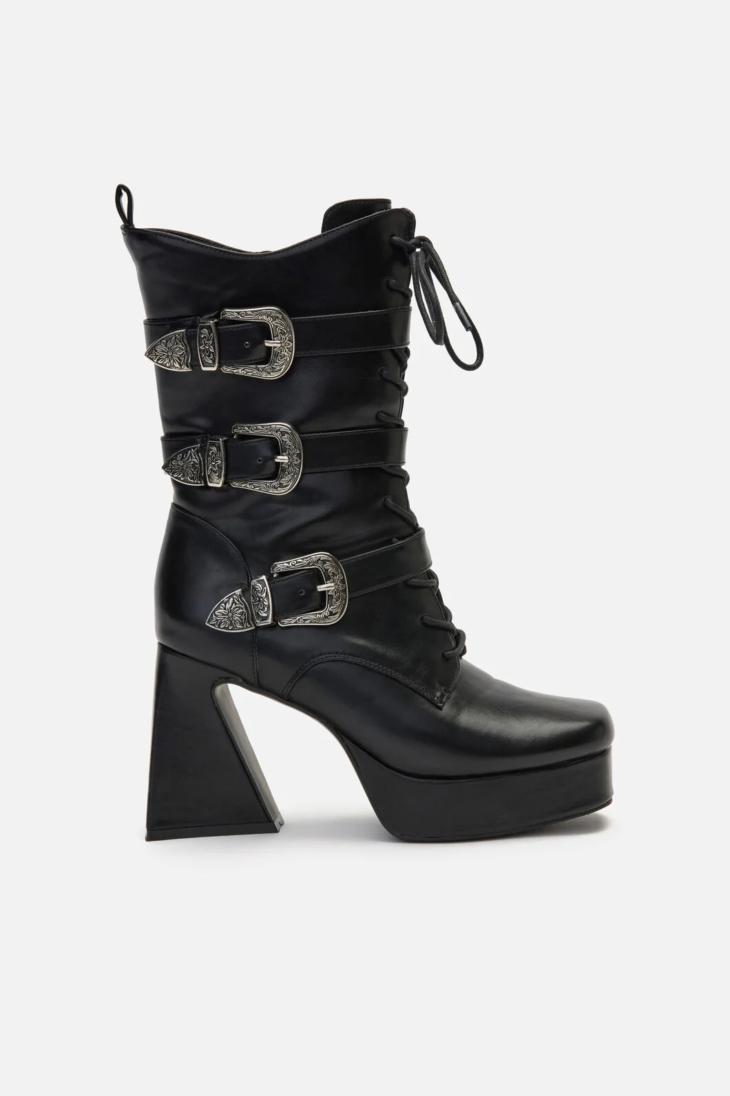 Triple Buckle Heeled Boots