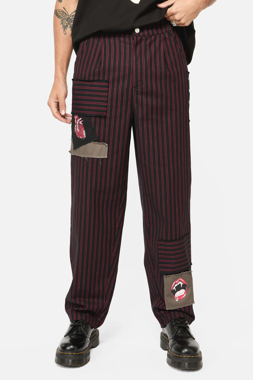 Undead Pin Stripe Patch Pants