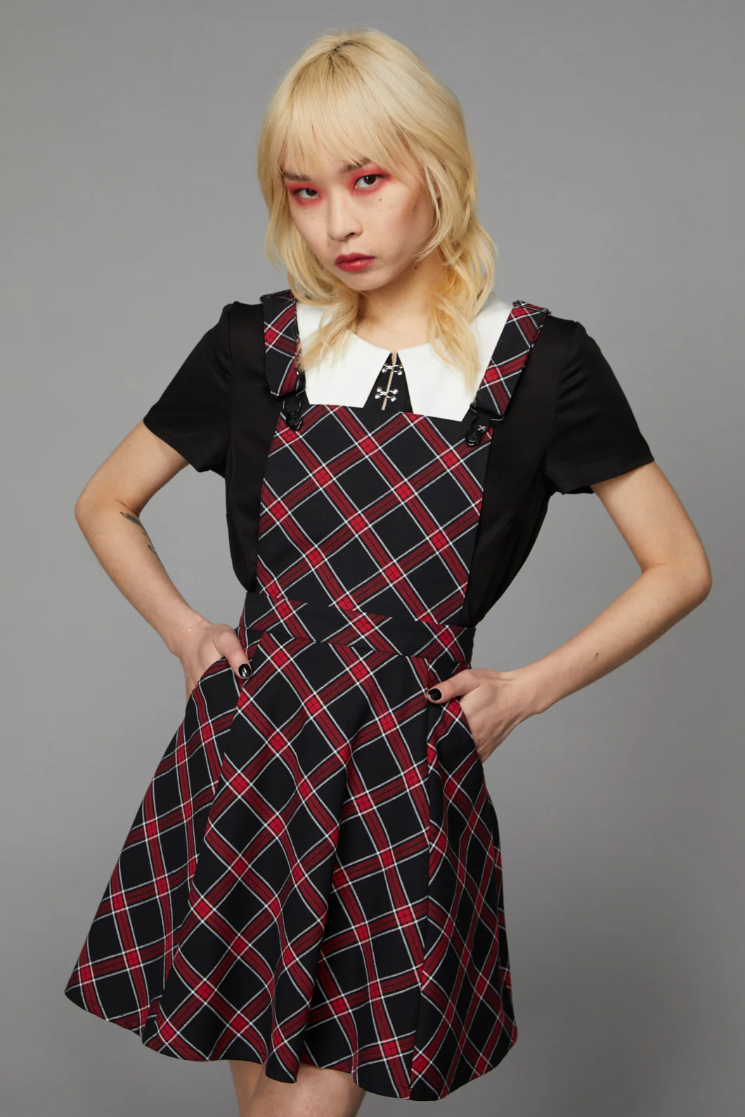 Batty Goth Tartan Pinafore