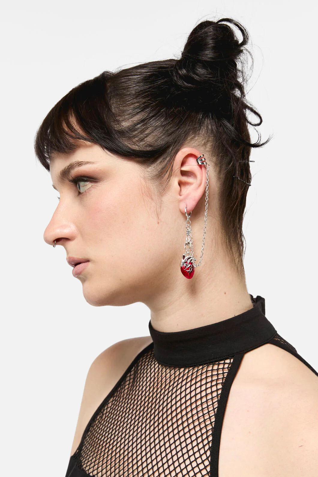 Heart Hand Cuff Earring Set