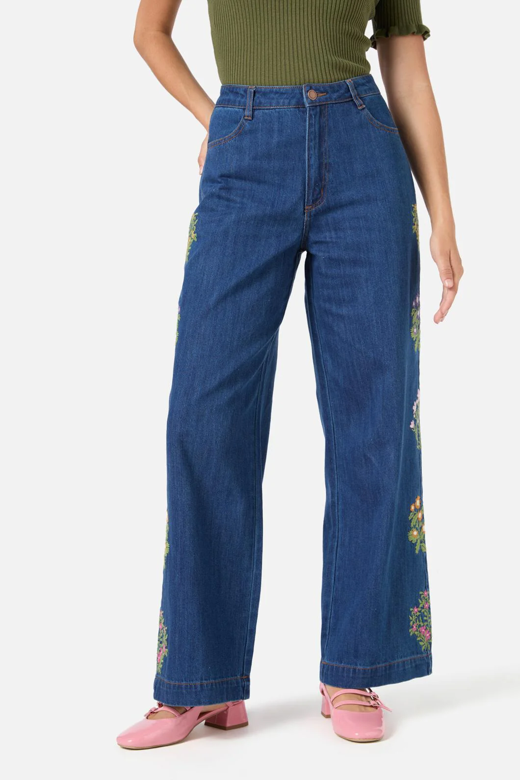 Lattice Embroidered Jean
