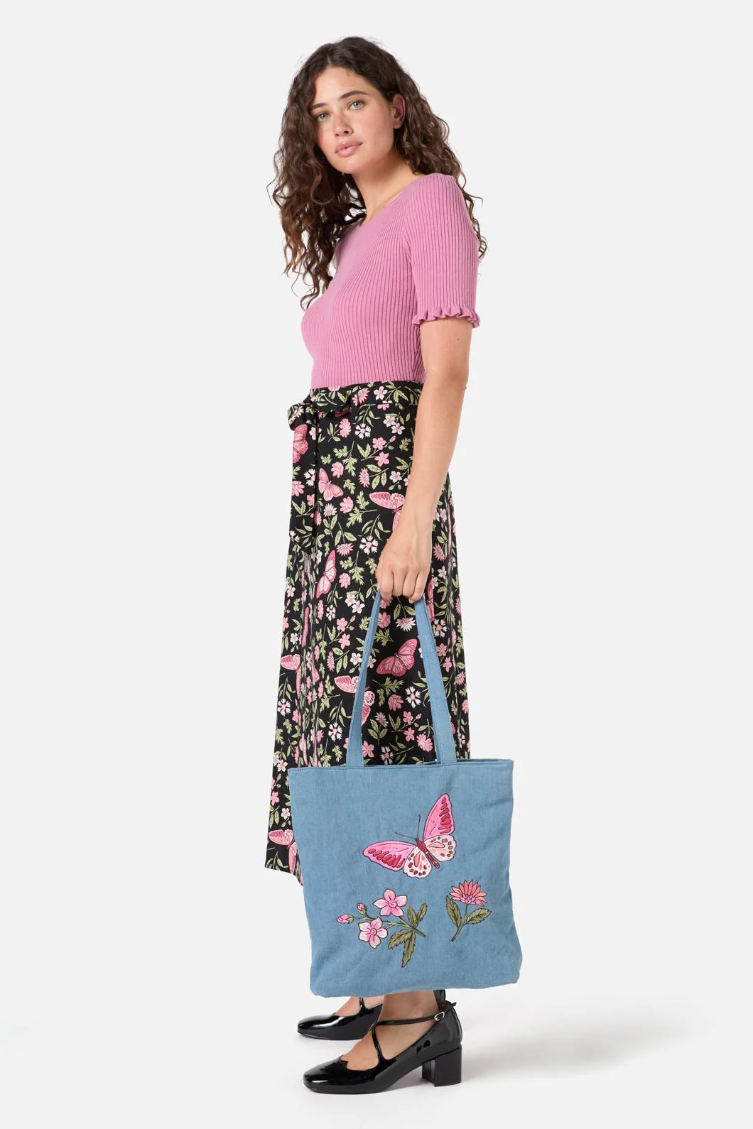 Butterfly Denim Tote