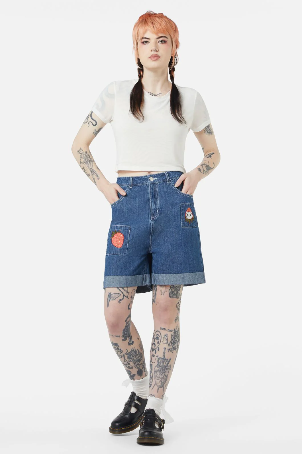 Berry Kitty Denim Shorts