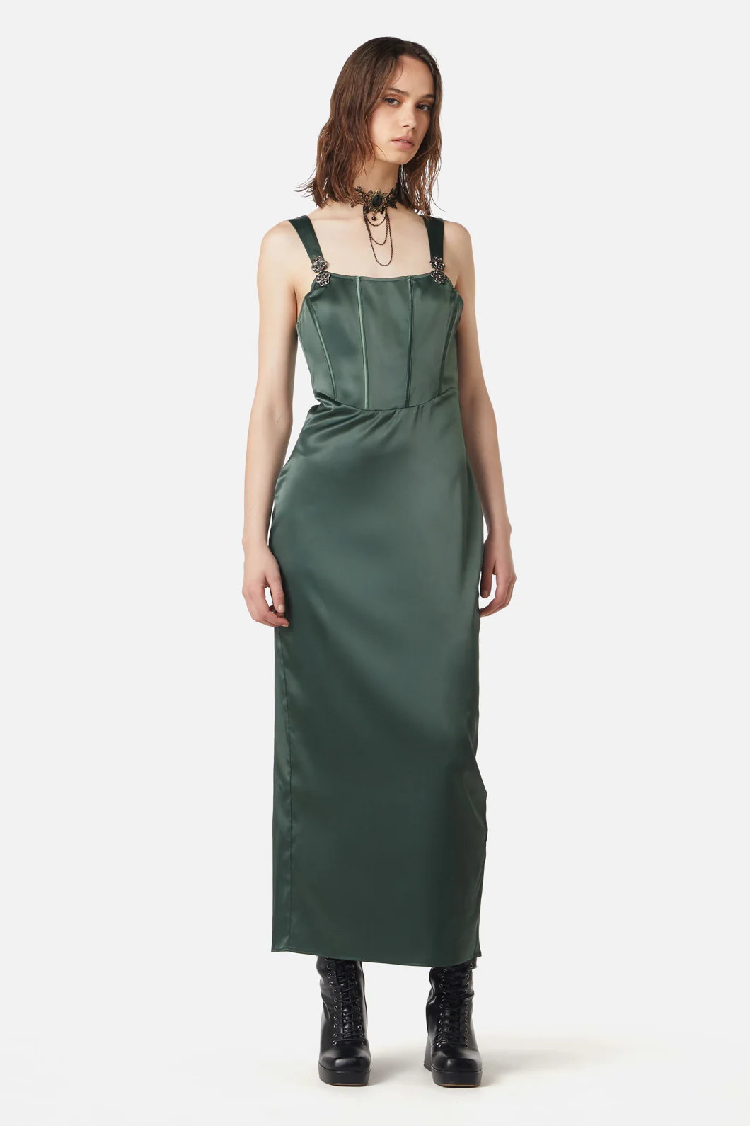 Time Locked Satin Corset Dress