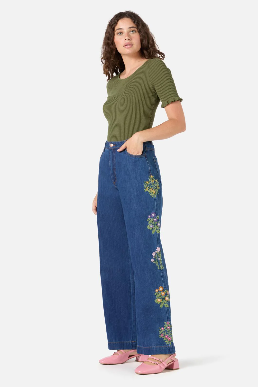 Lattice Embroidered Jean