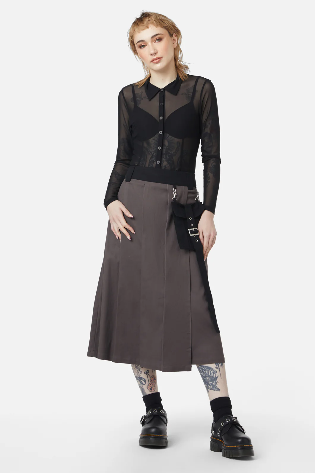 Time & Date Pleated Unisex Skirt