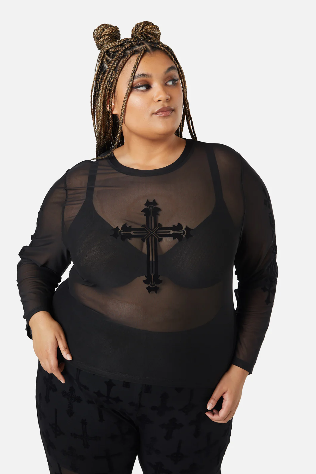 Curve Hail Lilith Flocked Mesh Top