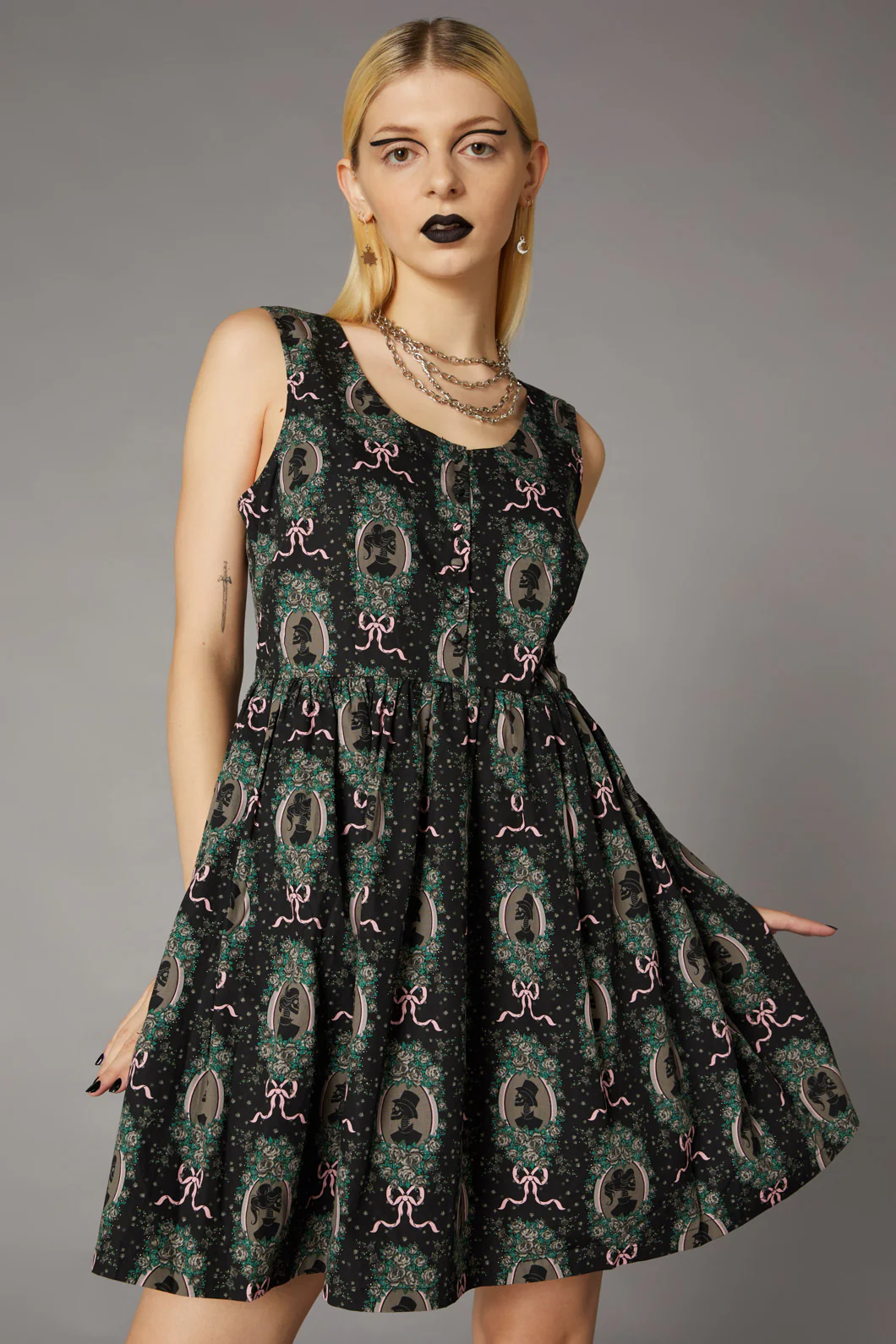 Spooky Cameo Print Dress