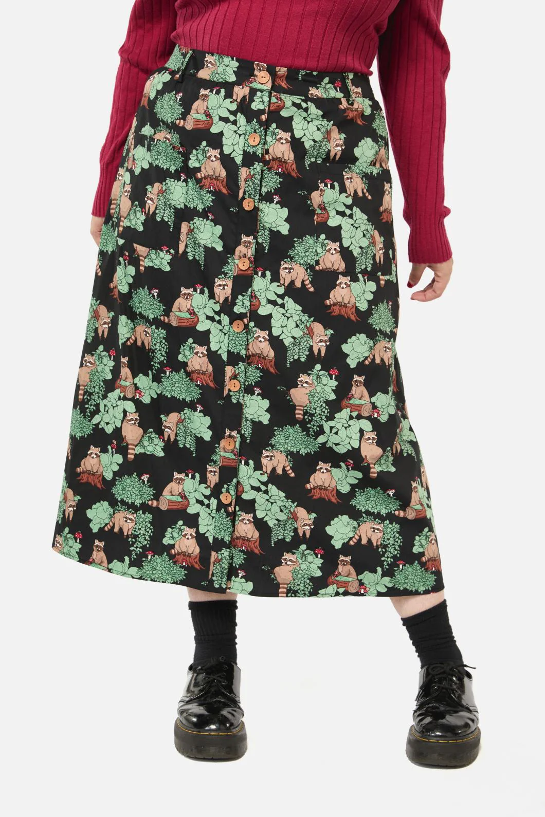Curve Haus Of Raccoon Print Skirt