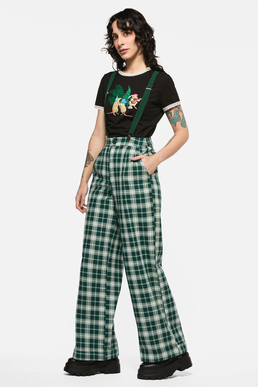 Keeper Of The Woods Tartan Wide Leg Pants