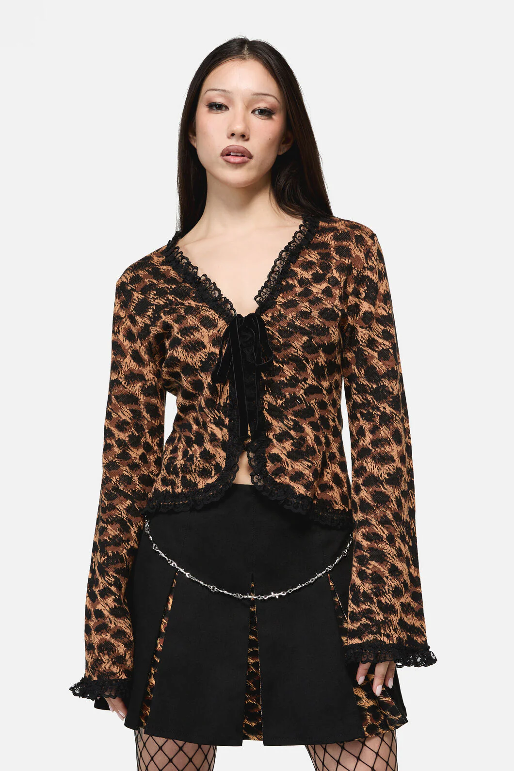 Leopard Tie Grunge Cardigan