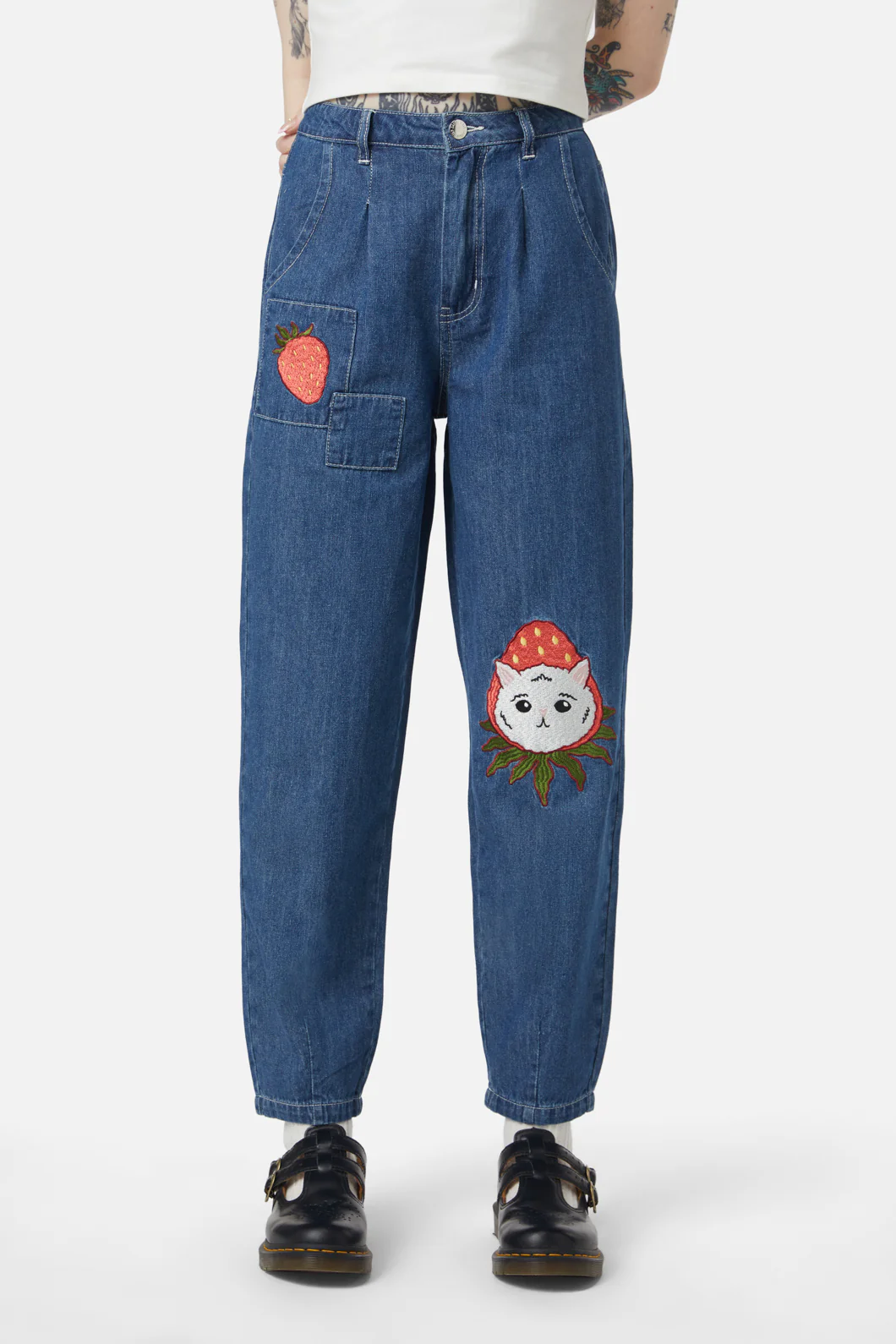 Strawberry Patch Peg Leg Jeans