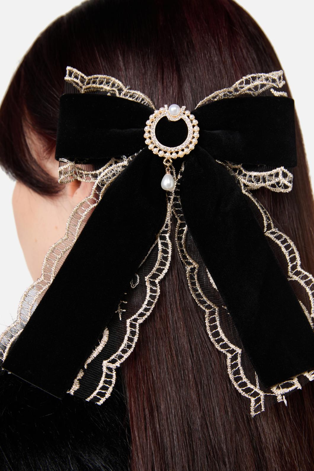 Elaborate Velvet Bow Hair Clip