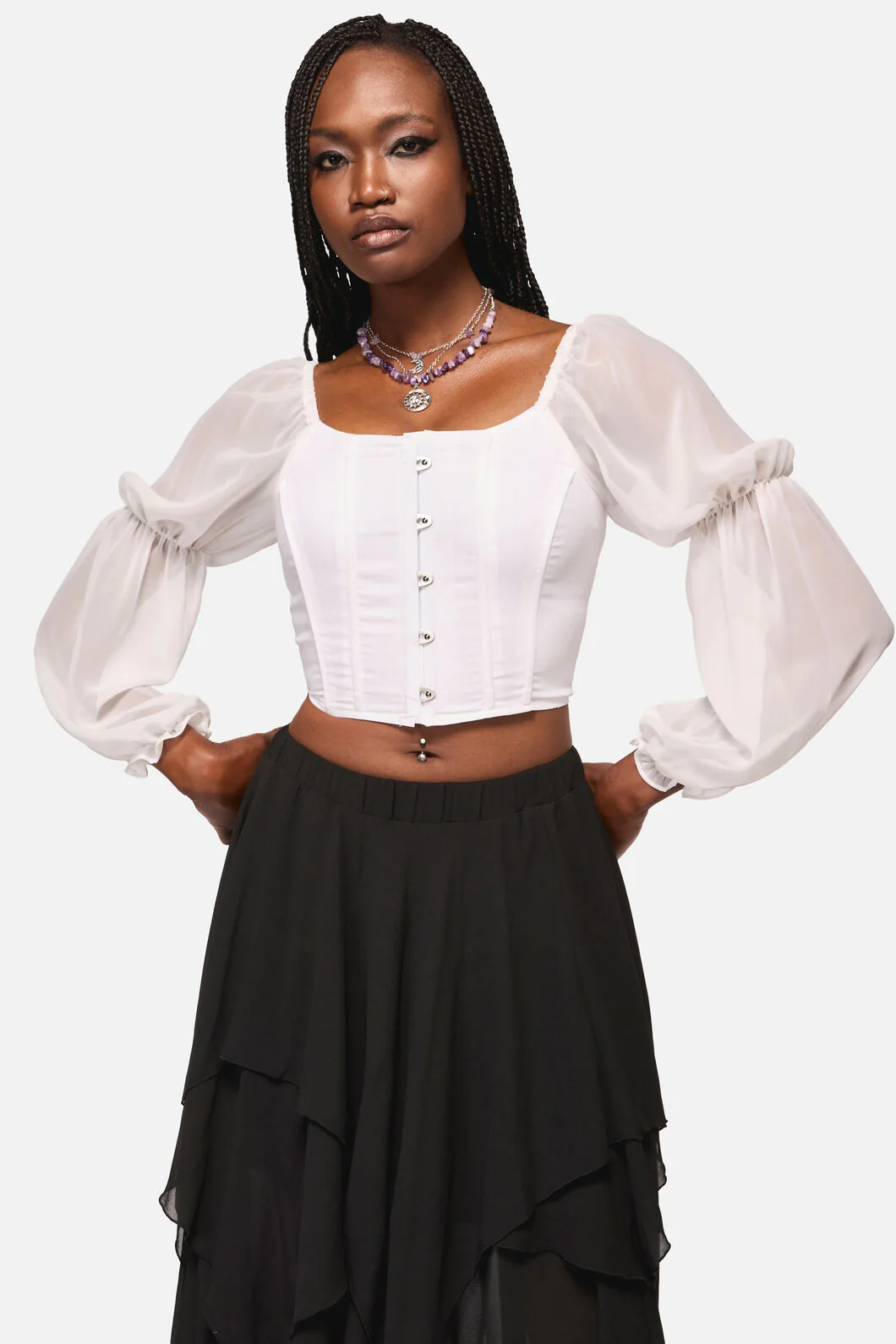 The Adorned Ruffle Corset Blouse
