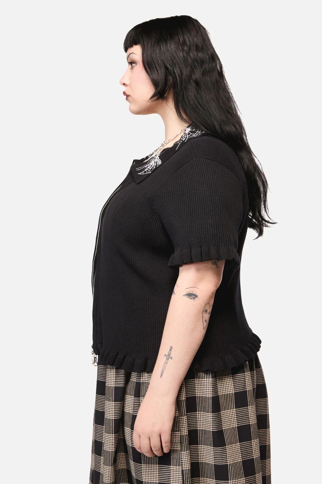 Curve Webbed Zipper Cardi