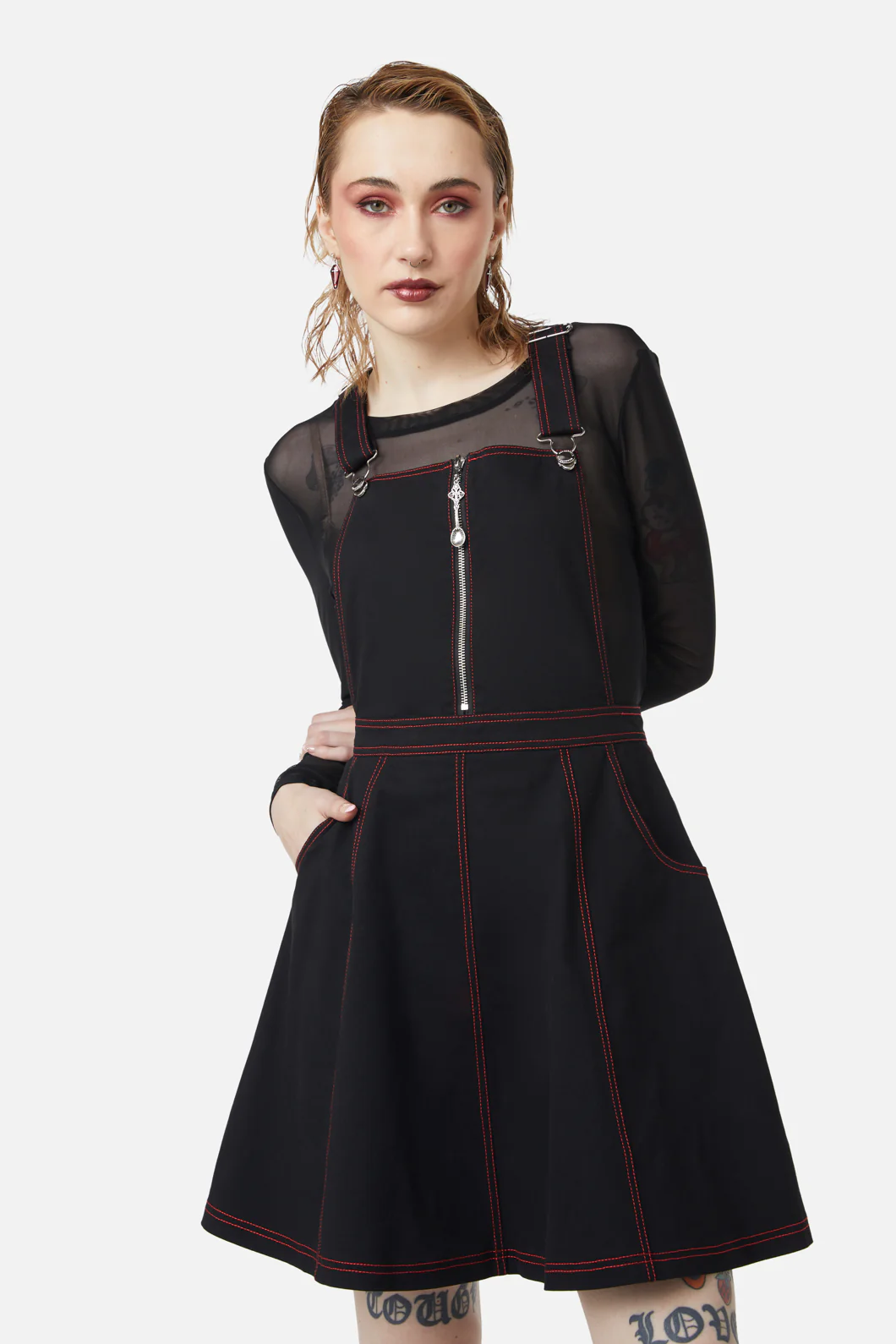 Defrauded Contrast Stitch Pinafore