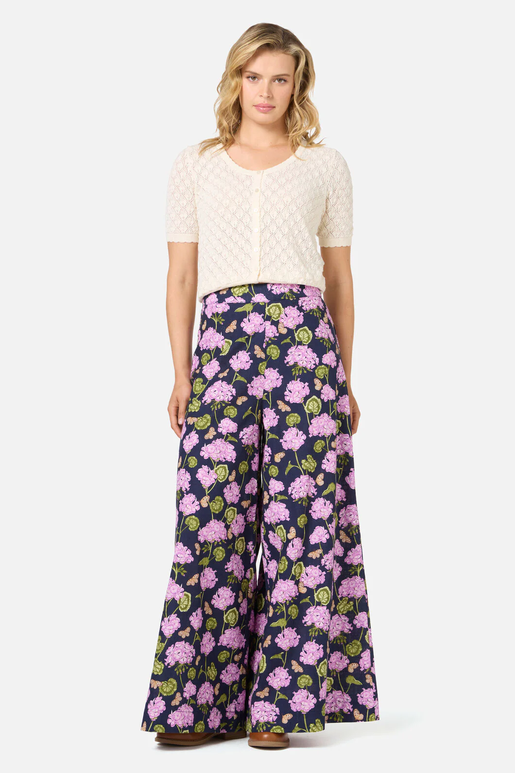 Geranium Flower Wide Leg Pant