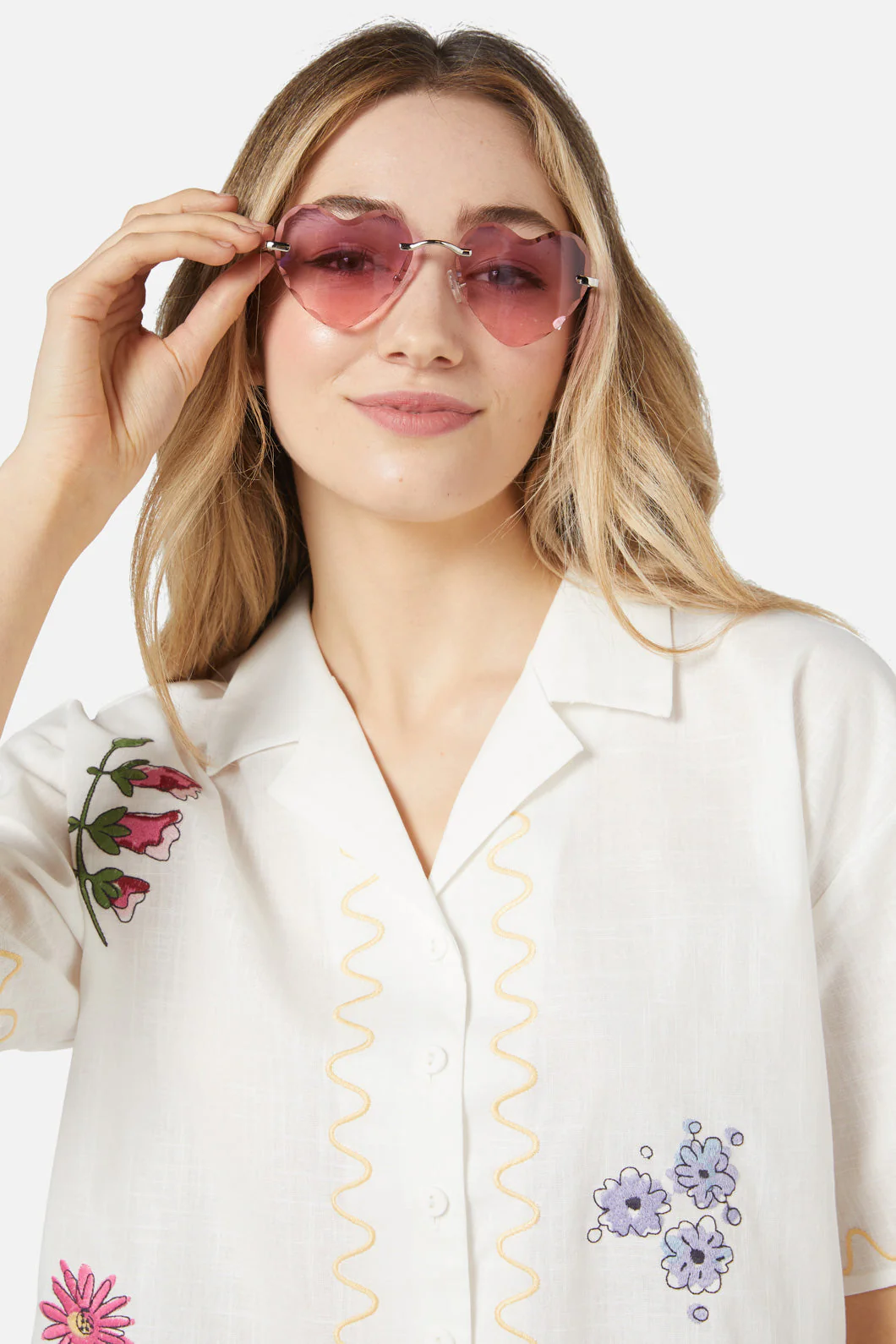 Lilac Pink Heart Sunglasses