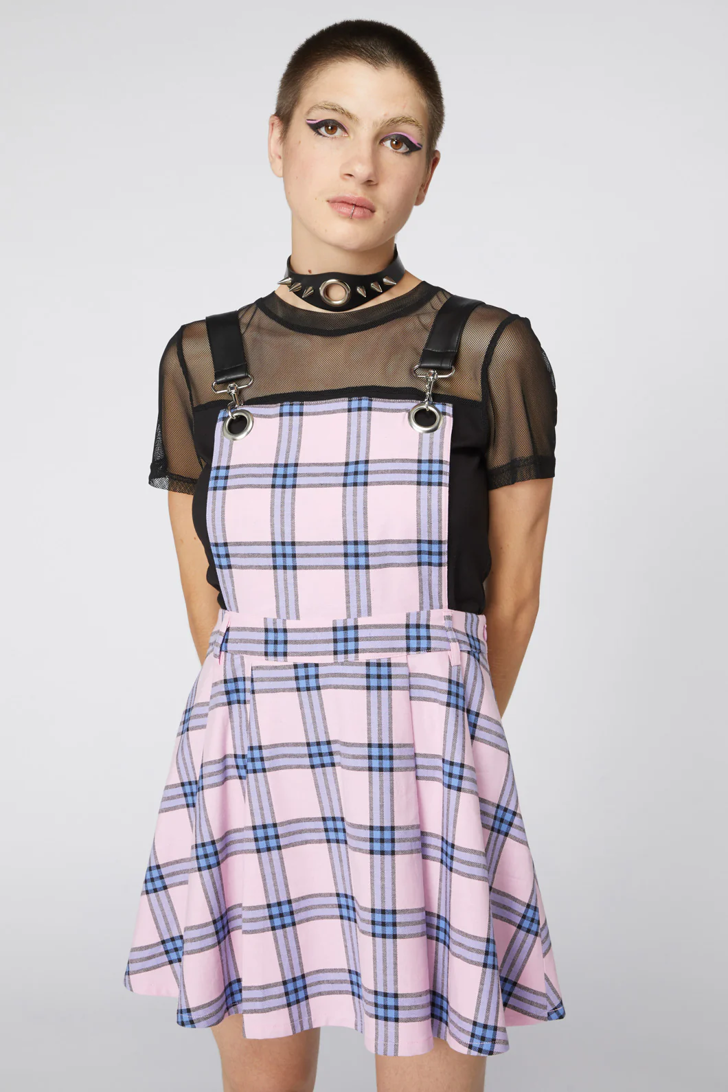 Pastel Tartan Pleated Pinny