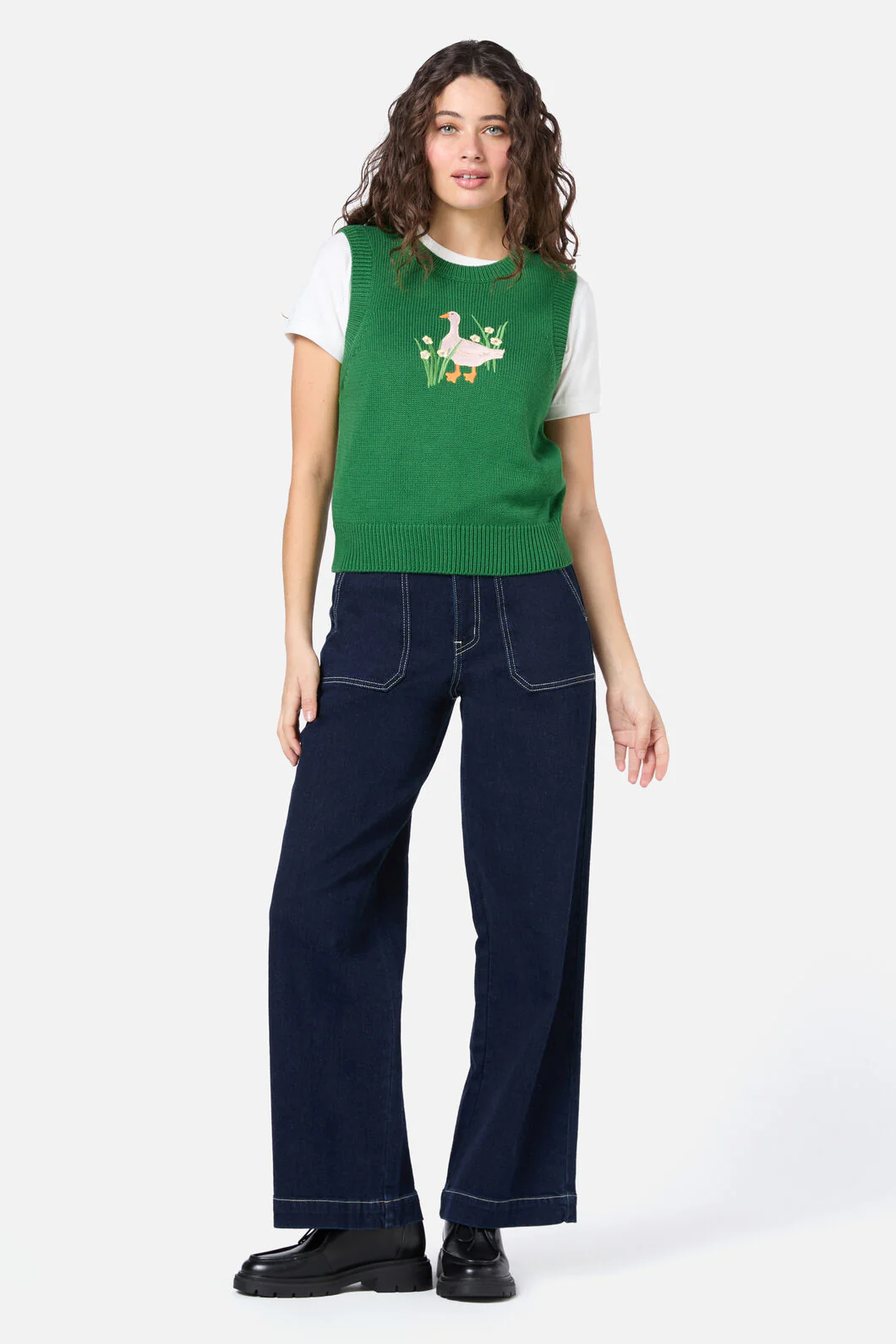 Goose Embroidered Knit Vest