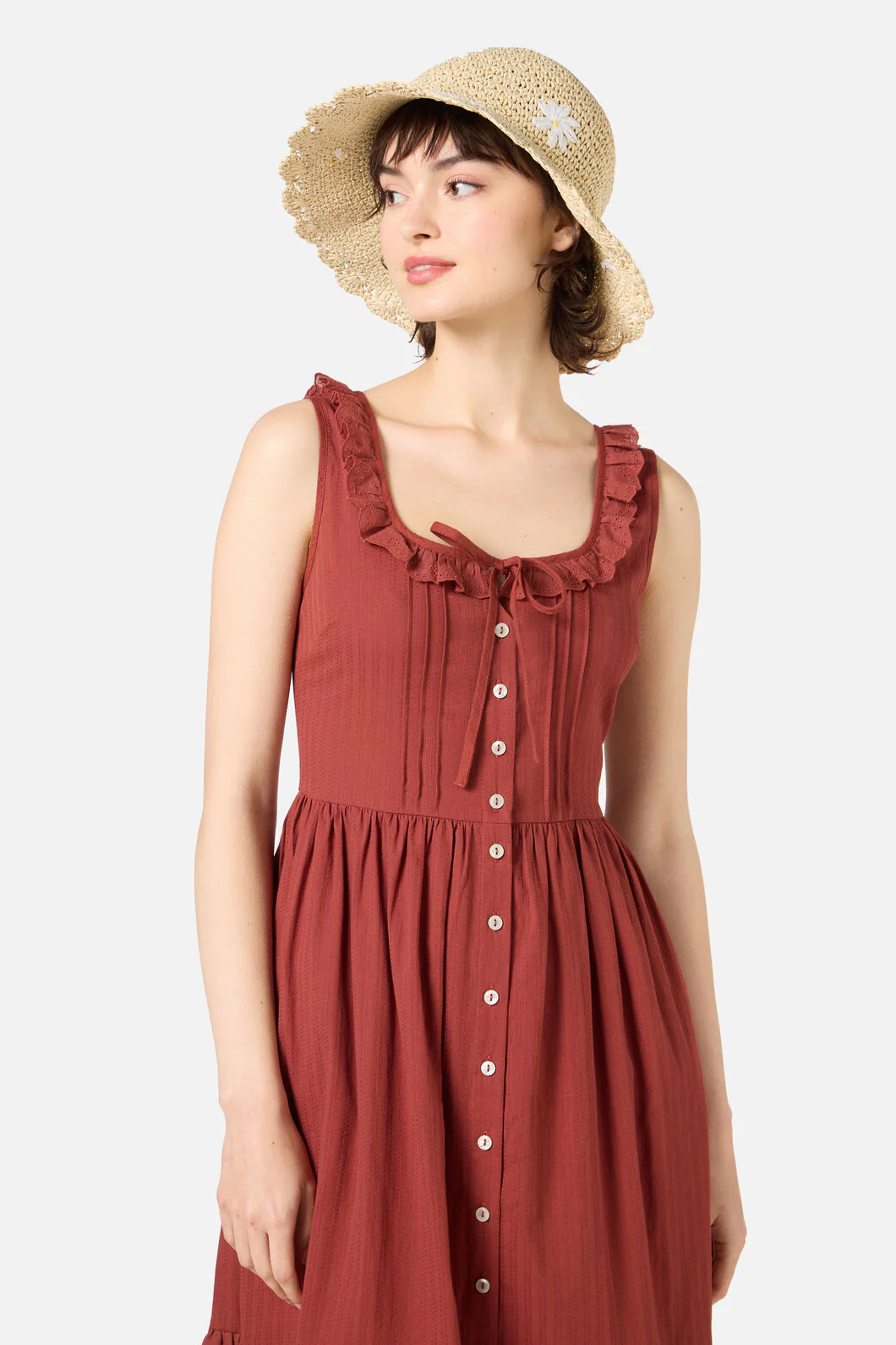 Daisy Embroidery Straw Hat