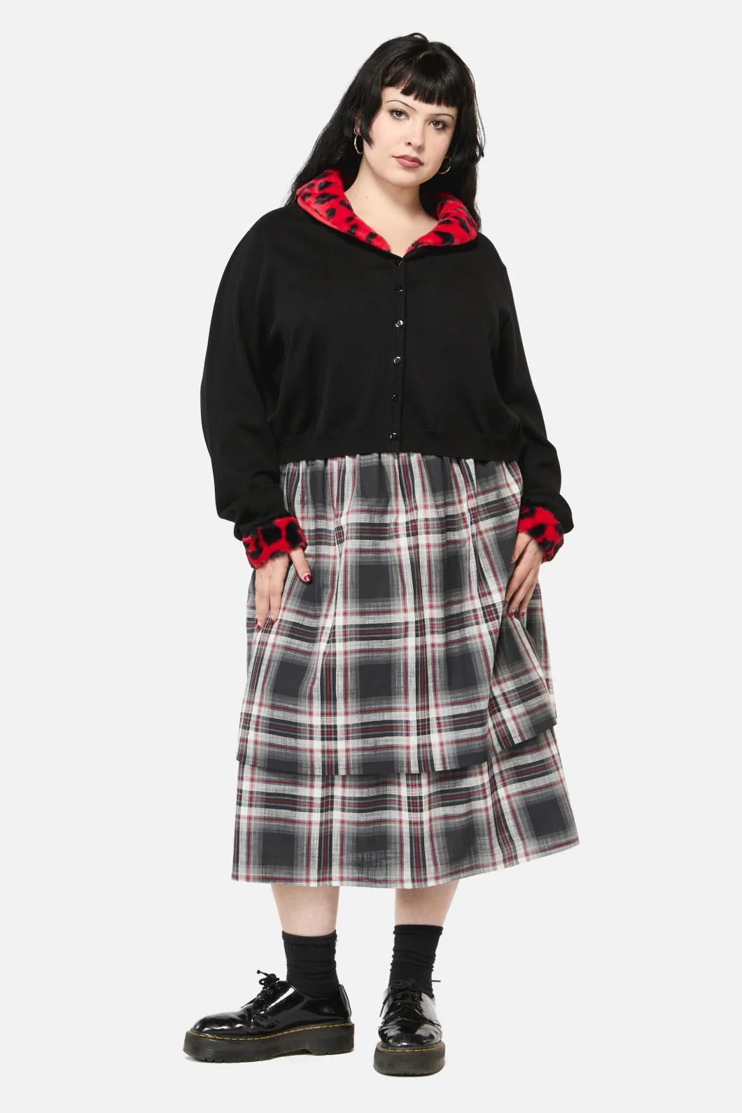 Curve Moggy Faux Fur Trim Cardigan