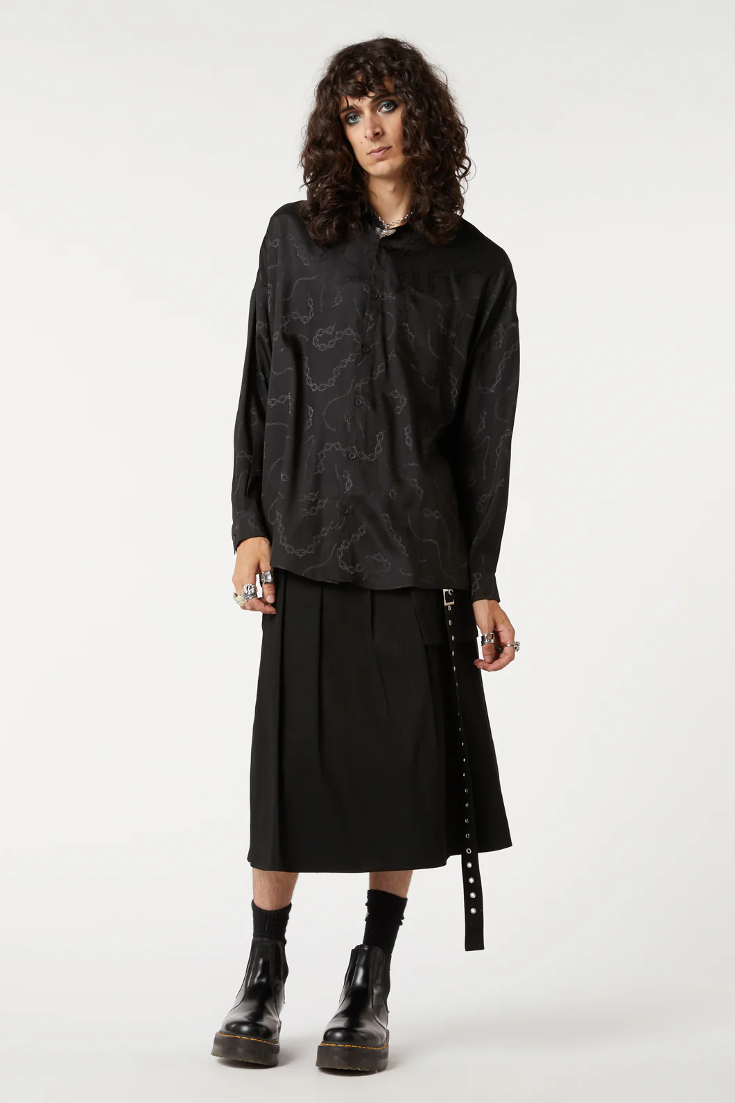 Bound & Chained Satin Long Sleeve Shirt