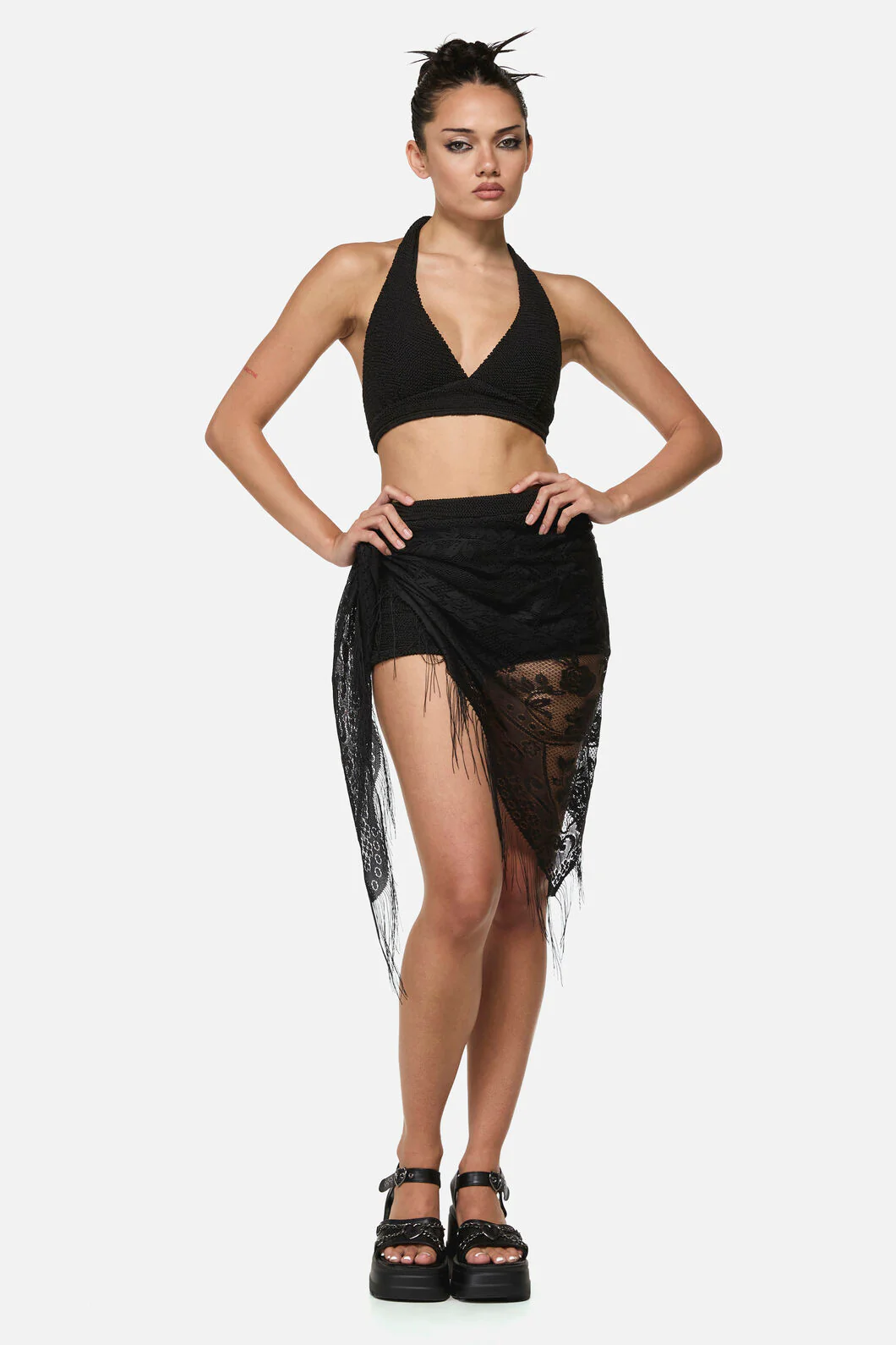 Flower Lightweight Tassel Scarf