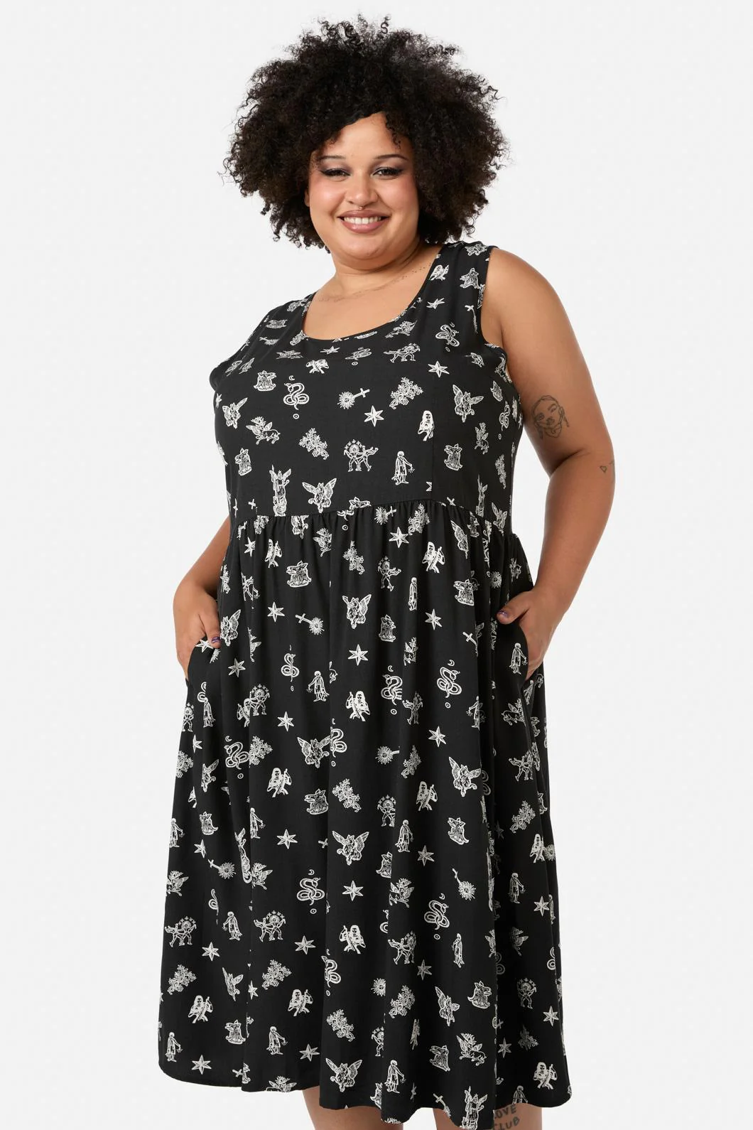 Curve Darc Printed Midi Dress