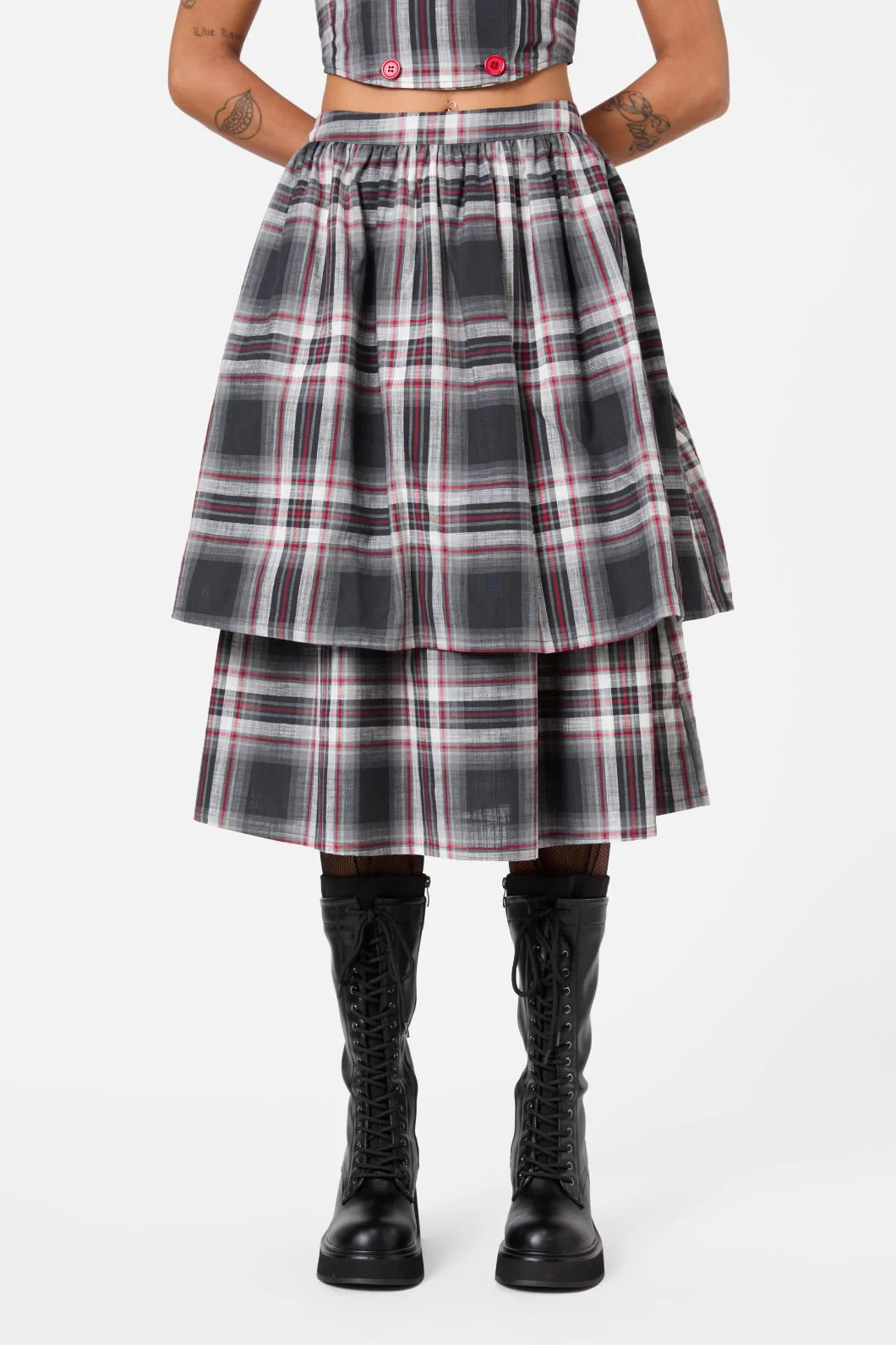 Moggy Tartan Layered Skirt