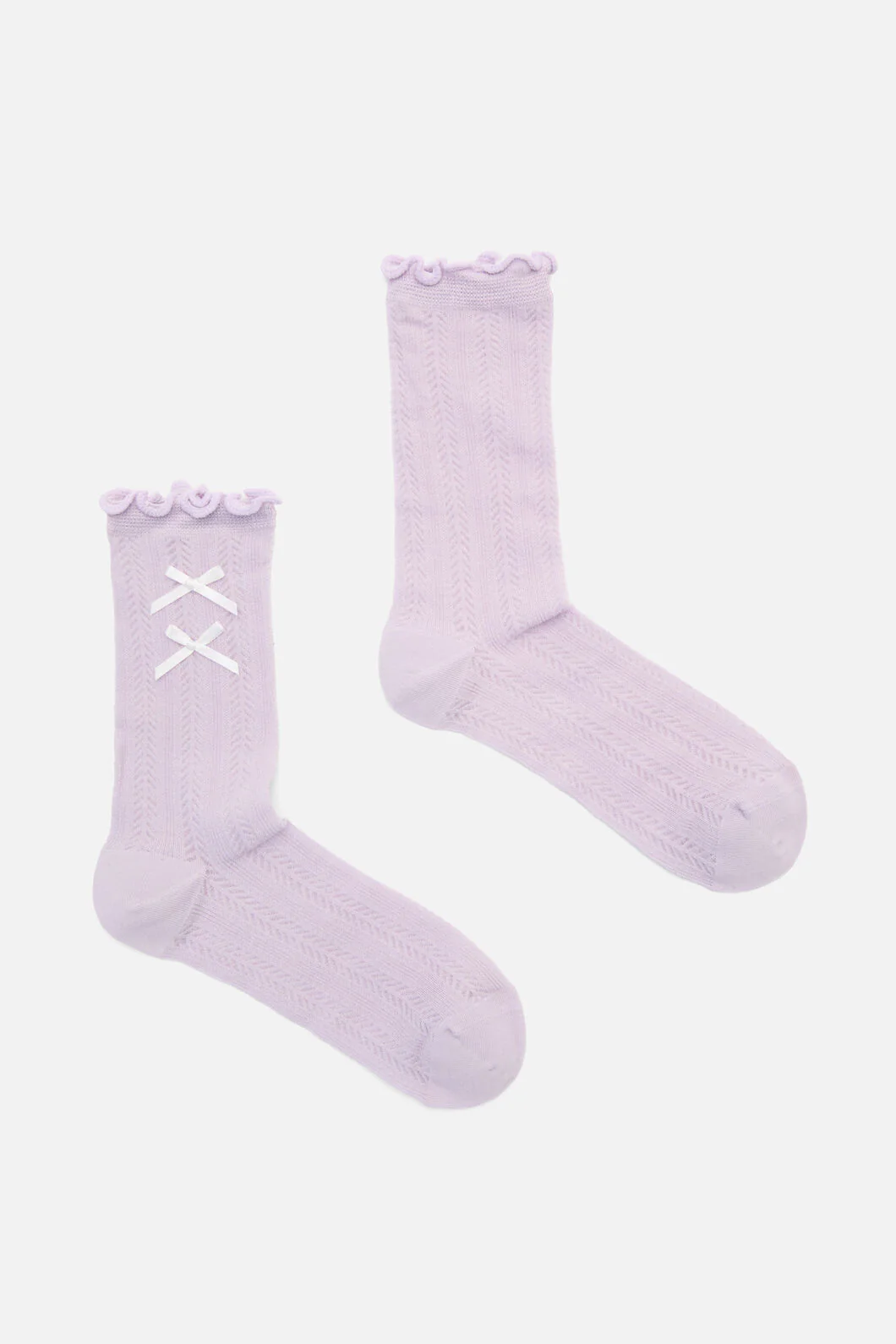 Lilac Lacey Bow Socks