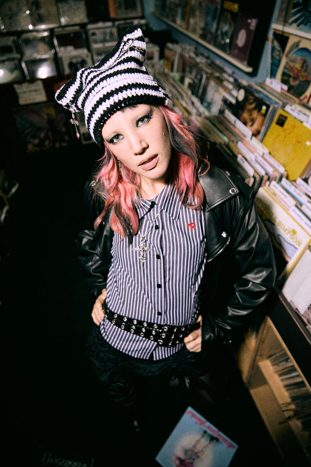 White Charming Stripe Beanie