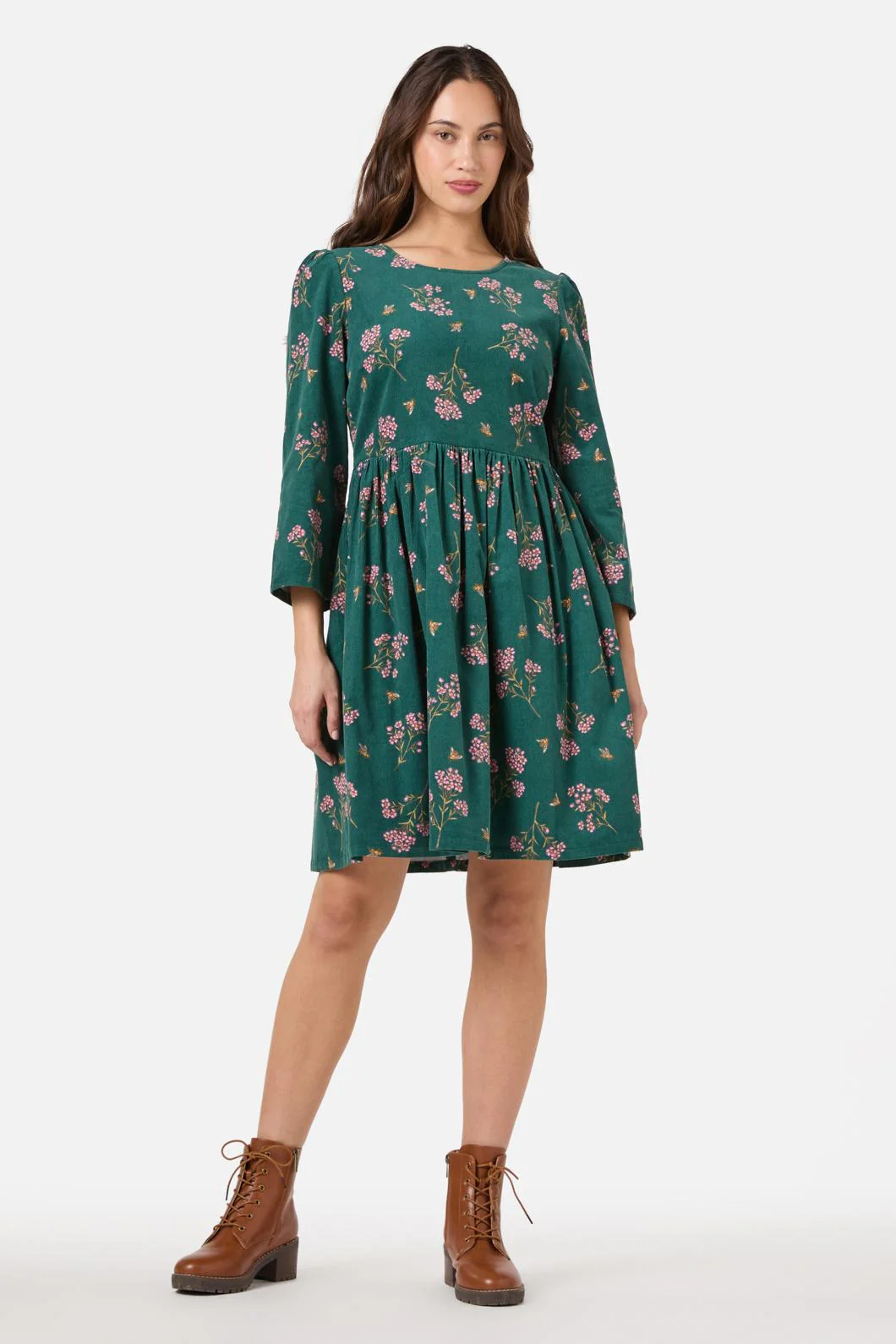 Flora Bee Cord Smock Dress