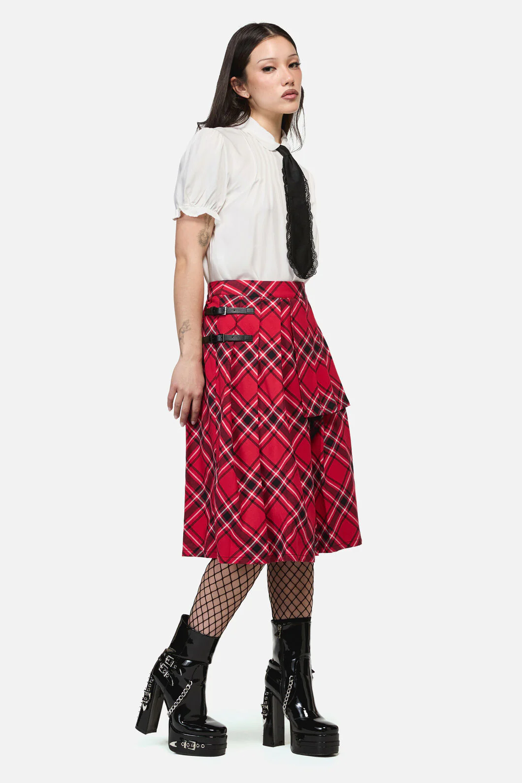 Piracy Punk Tartan Midi Skirt