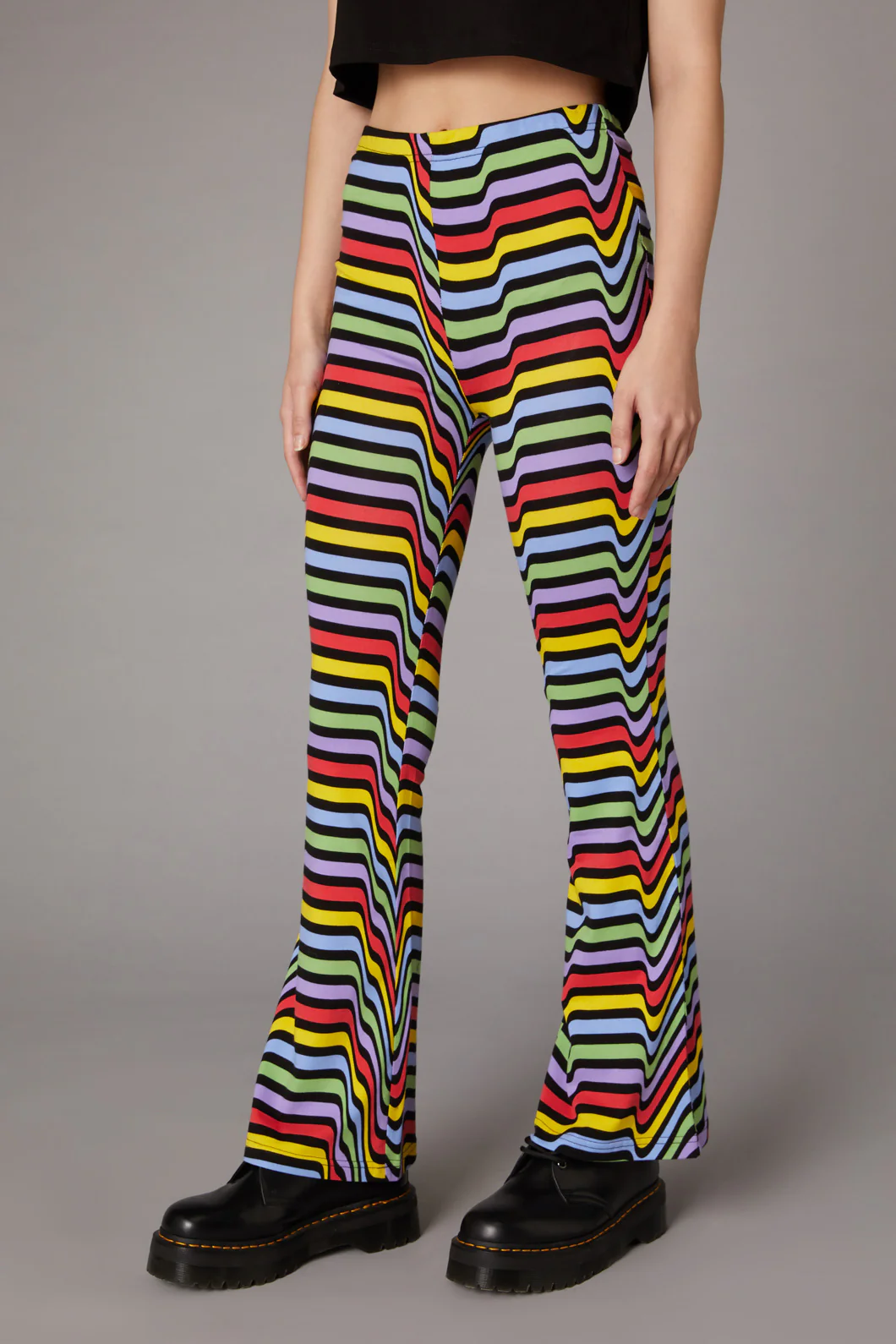 Warped Print Flare Pant