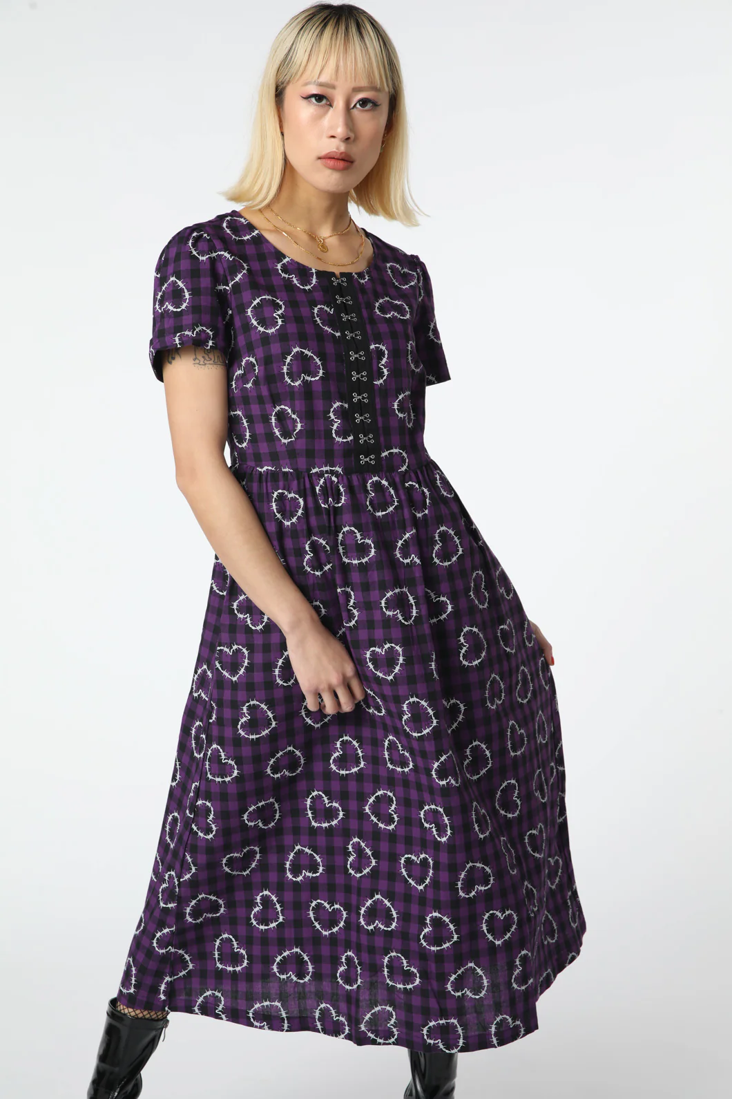 Barbed Heart Check Dress