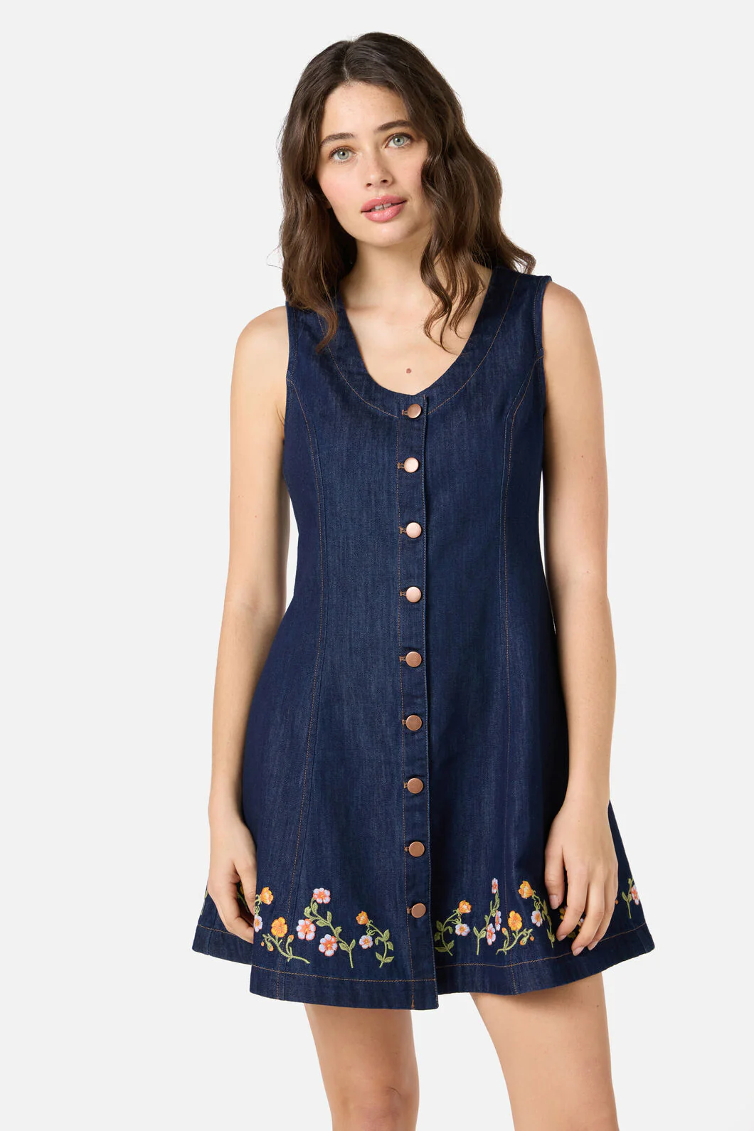 Alyssa Embroidered Denim Dress