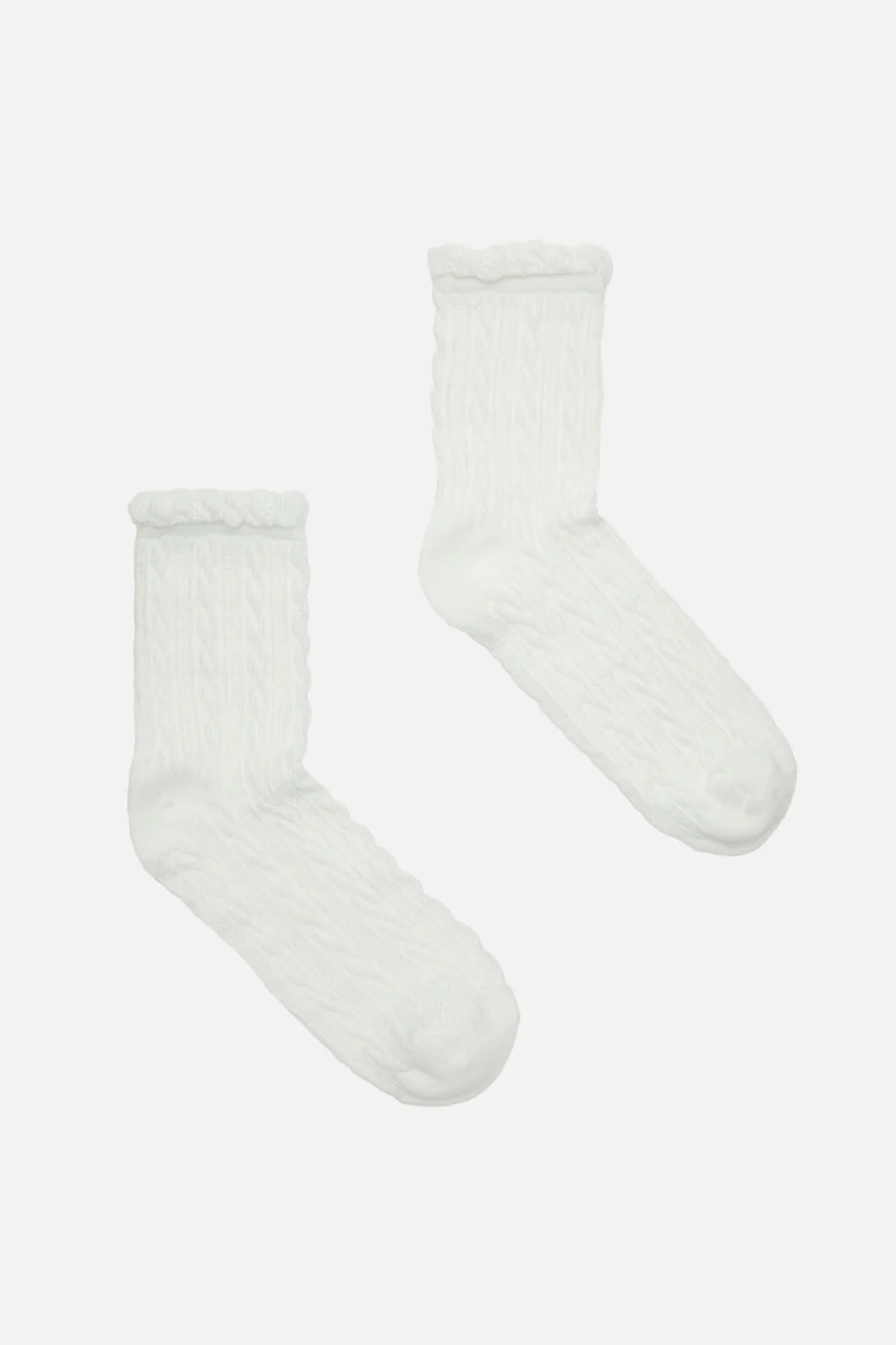 White Textured Frill Sock