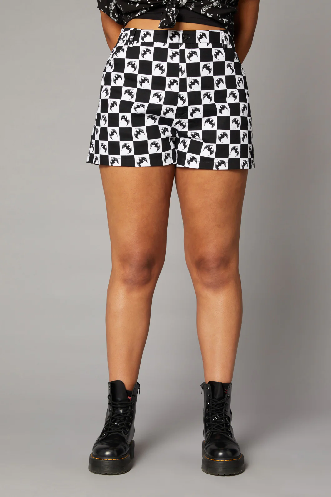 Bat Check Print Goth Short