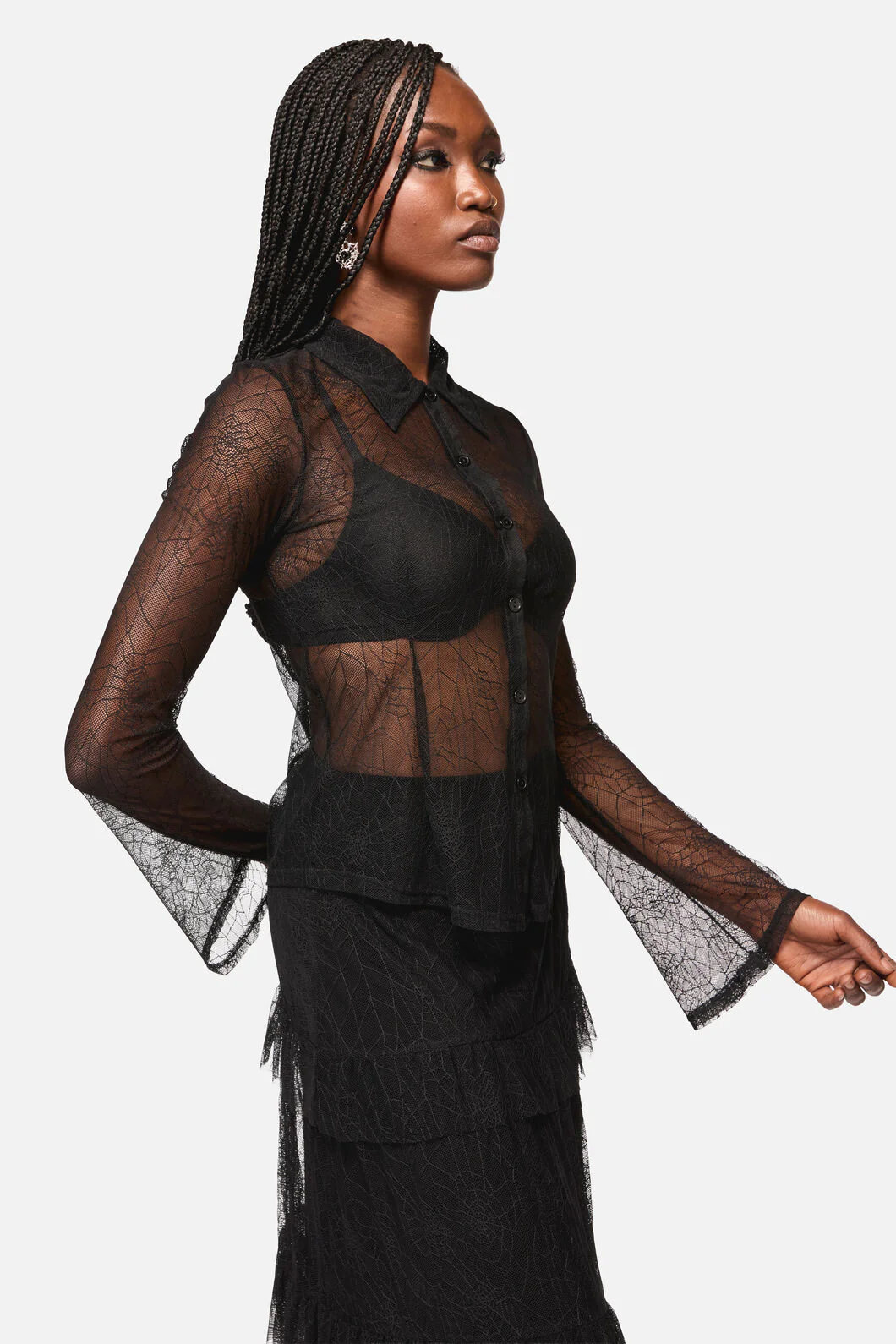 Web Lace Long Sleeve Blouse