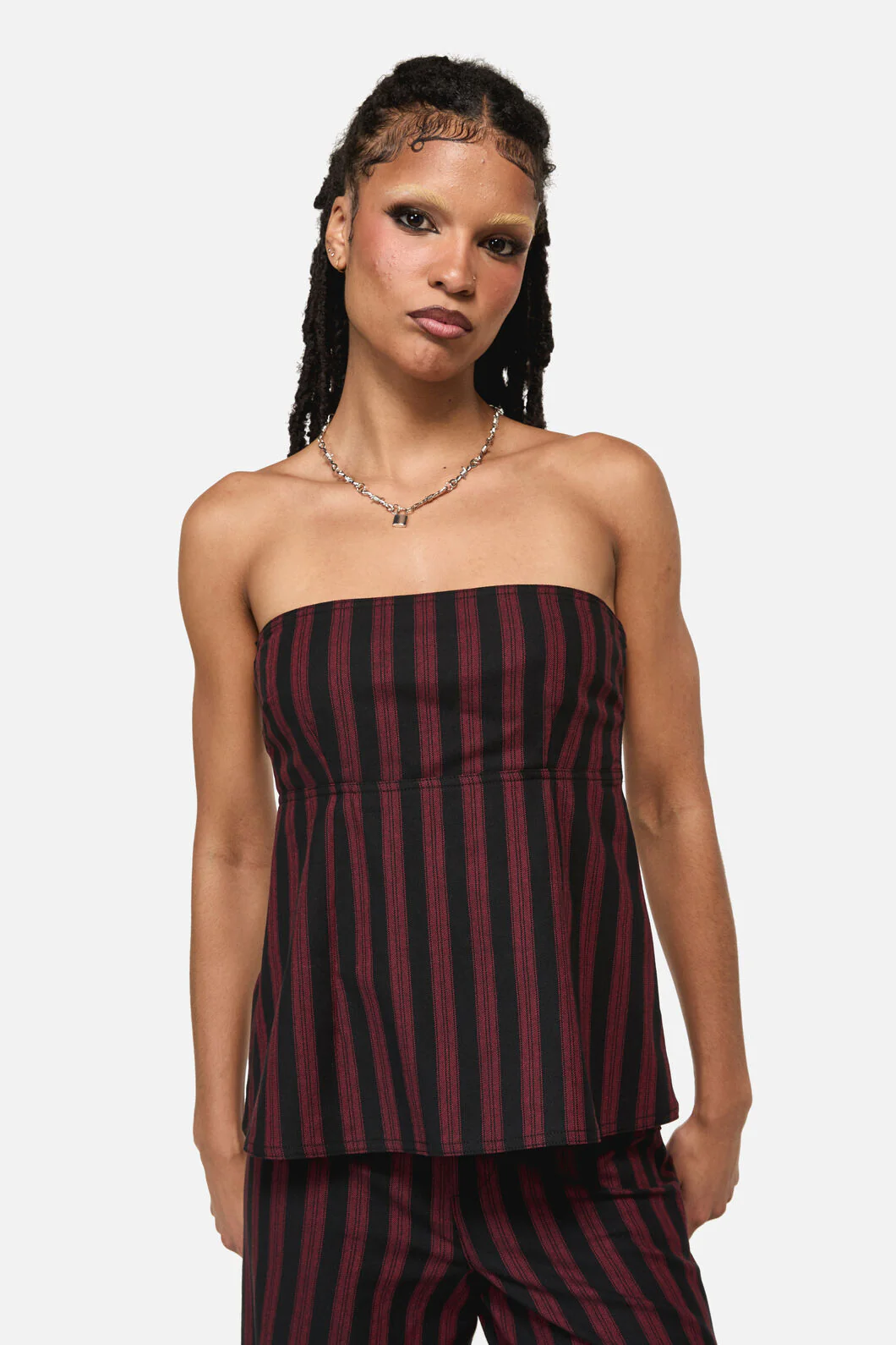 Sucker Pinstripe Strapless Top