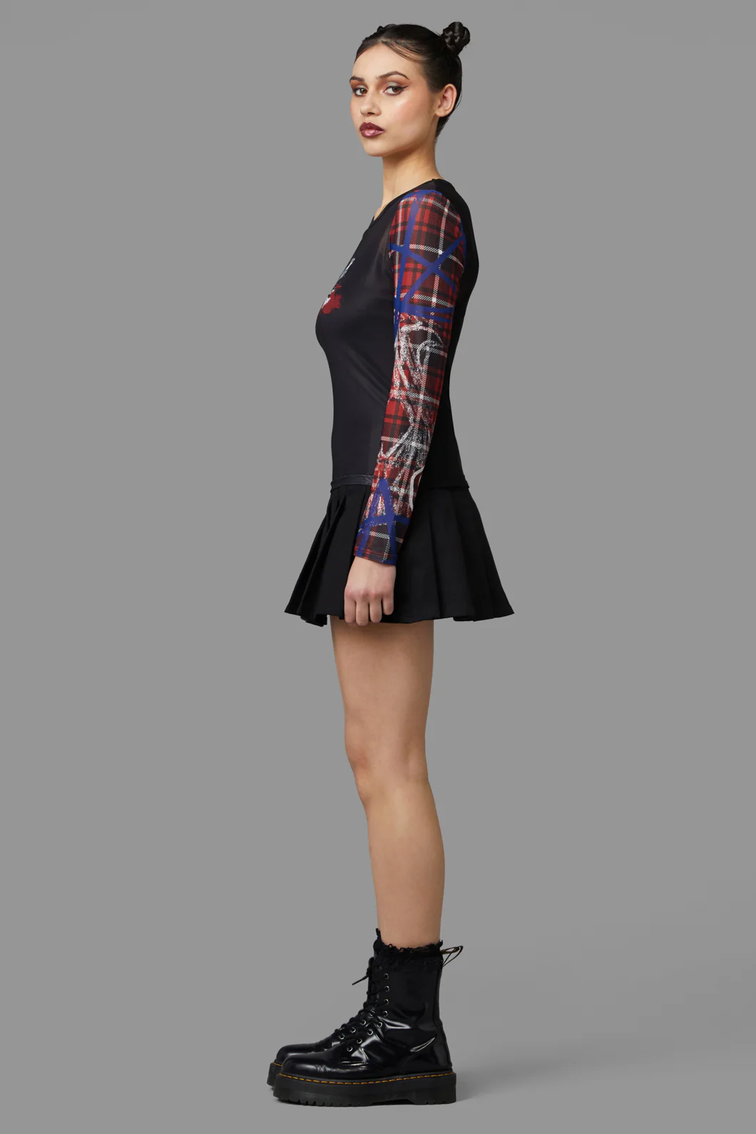 Tag Tartan Grave Mesh Top