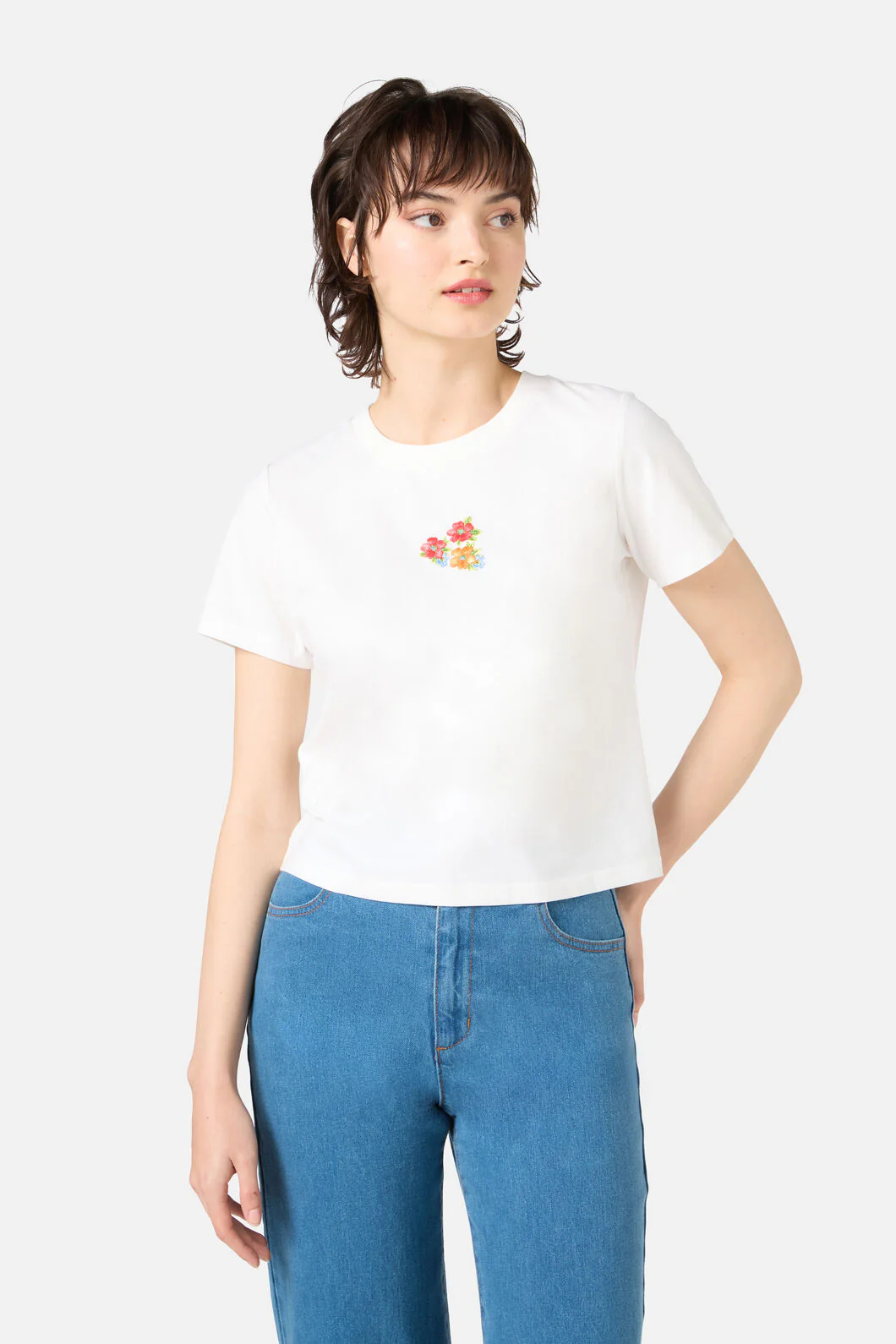 Floral Embroidered Baby Tee