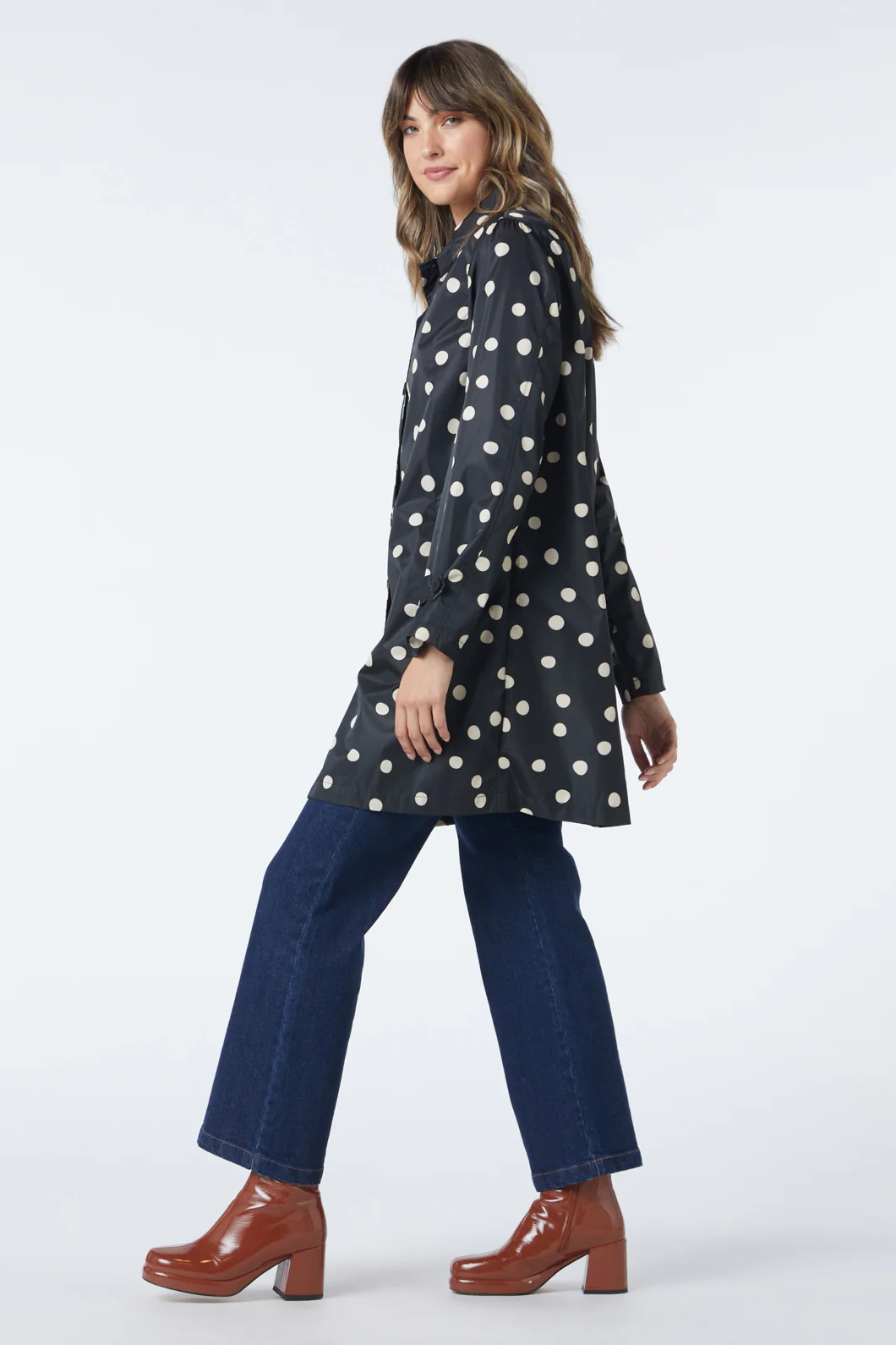 Georgie Spot Collared Raincoat