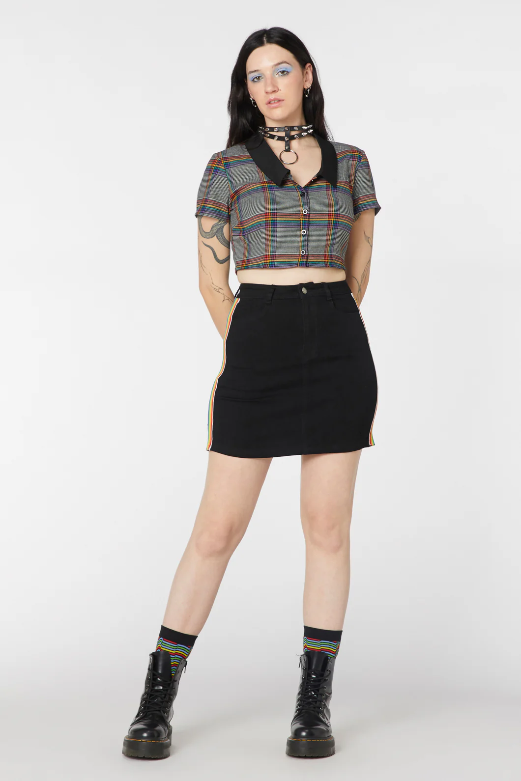 Denim Rainbow Mini Skirt