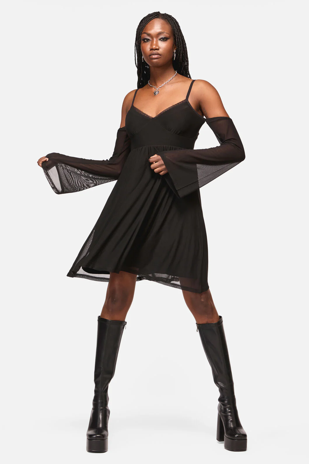 Cross Wise Mesh Dress