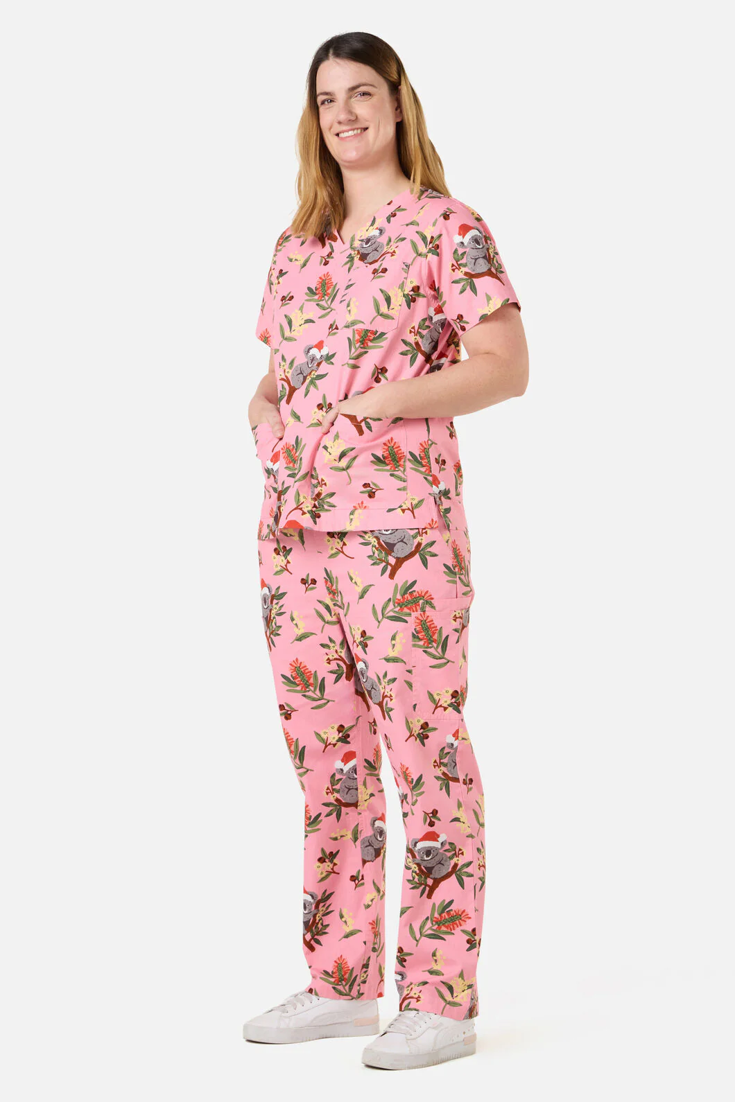 Christmas Koala Pink Scrub Set