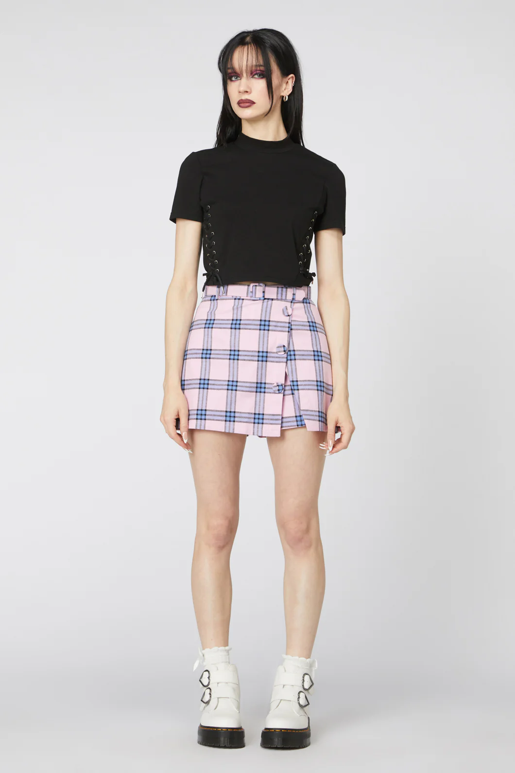 Pastel Tartan Belted Skort