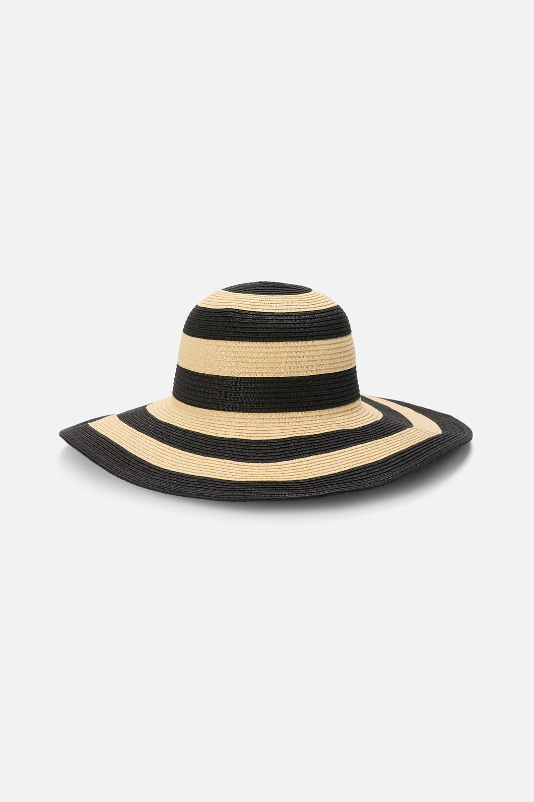 Black & Cream Straw Sun Hat