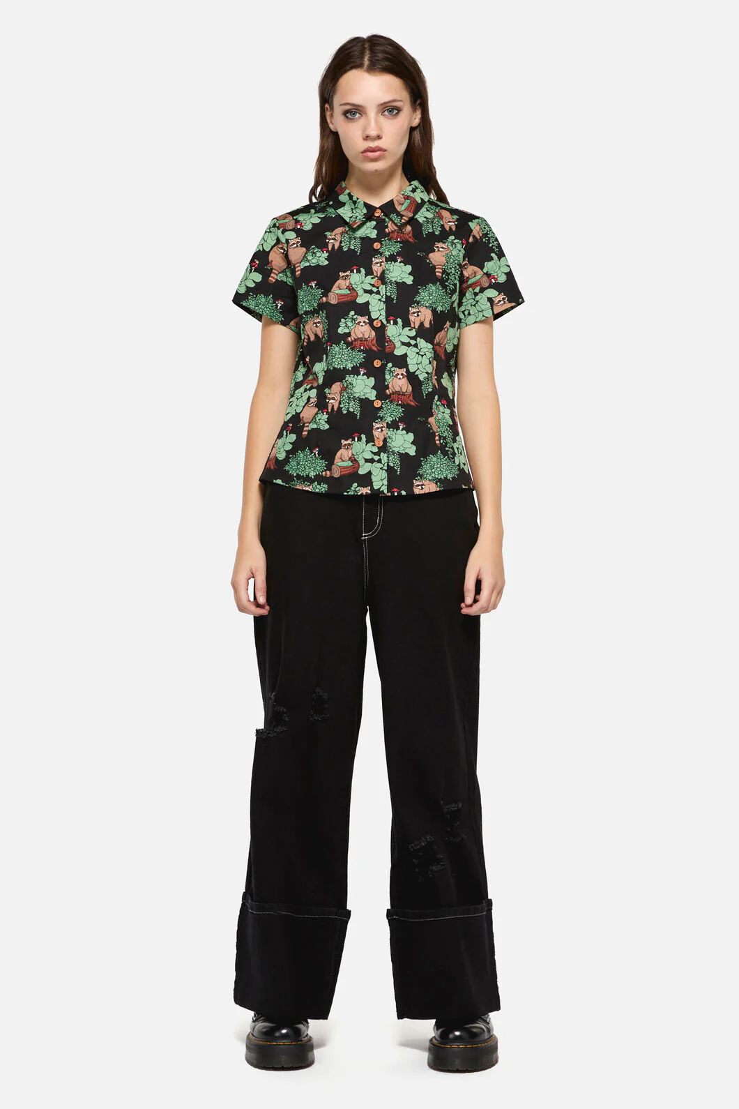 Haus Of Raccoon Print Blouse